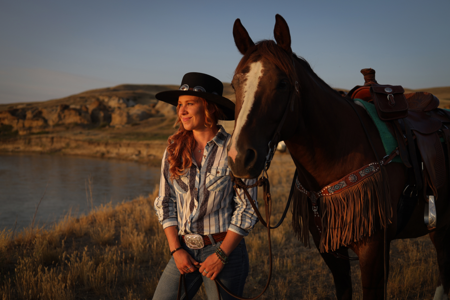 Hannah Pedersen and her horse Gus came to watch all the rodeo action.