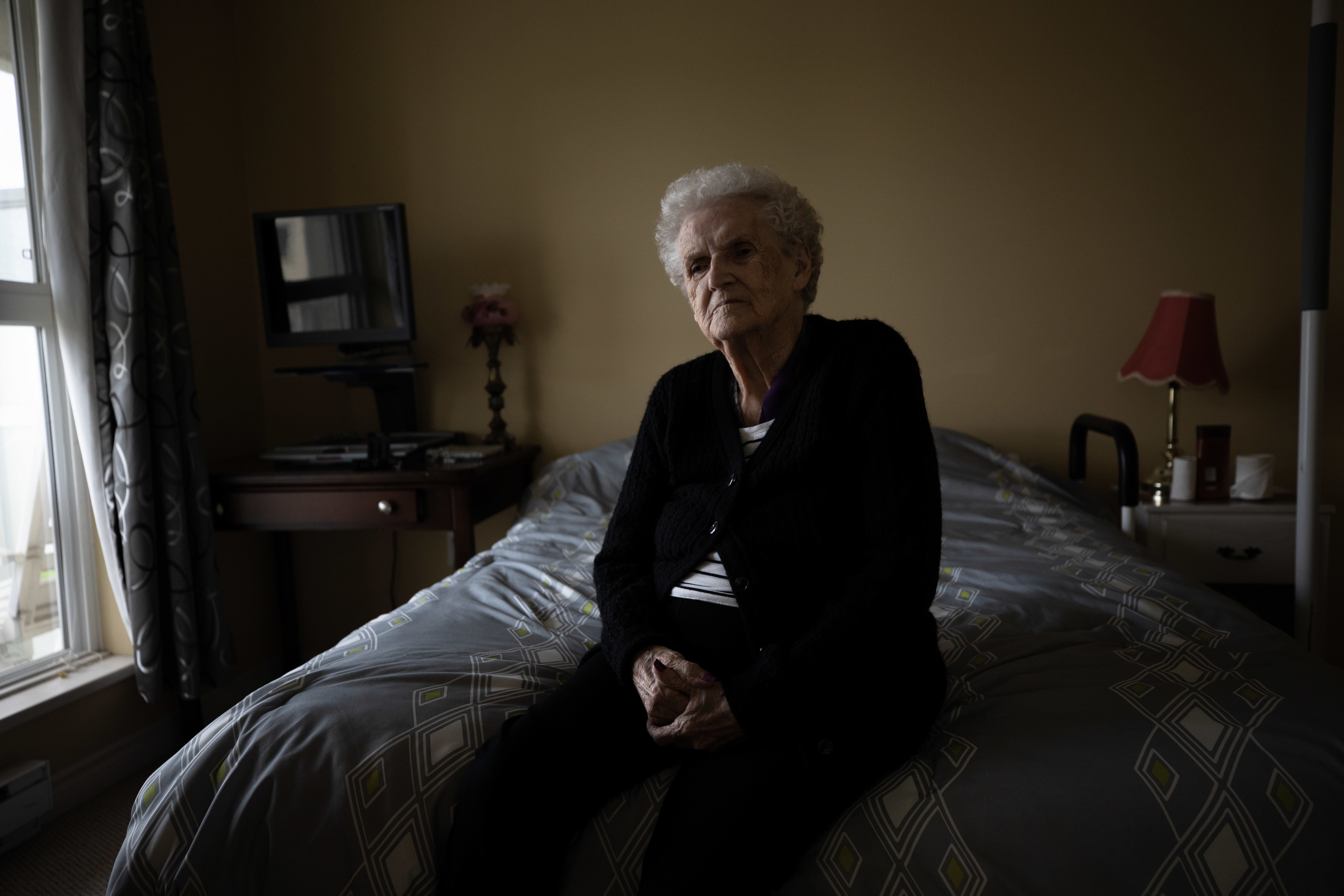 Rita Bedford, 95, was confined to her room as bed bugs fed on her for two weeks over the holidays last December. She is pictured in her new unit at The Cascades Care Community in Chilliwack on Wednesday, Oct. 23, 2019. (Maggie MacPherson/CBC)