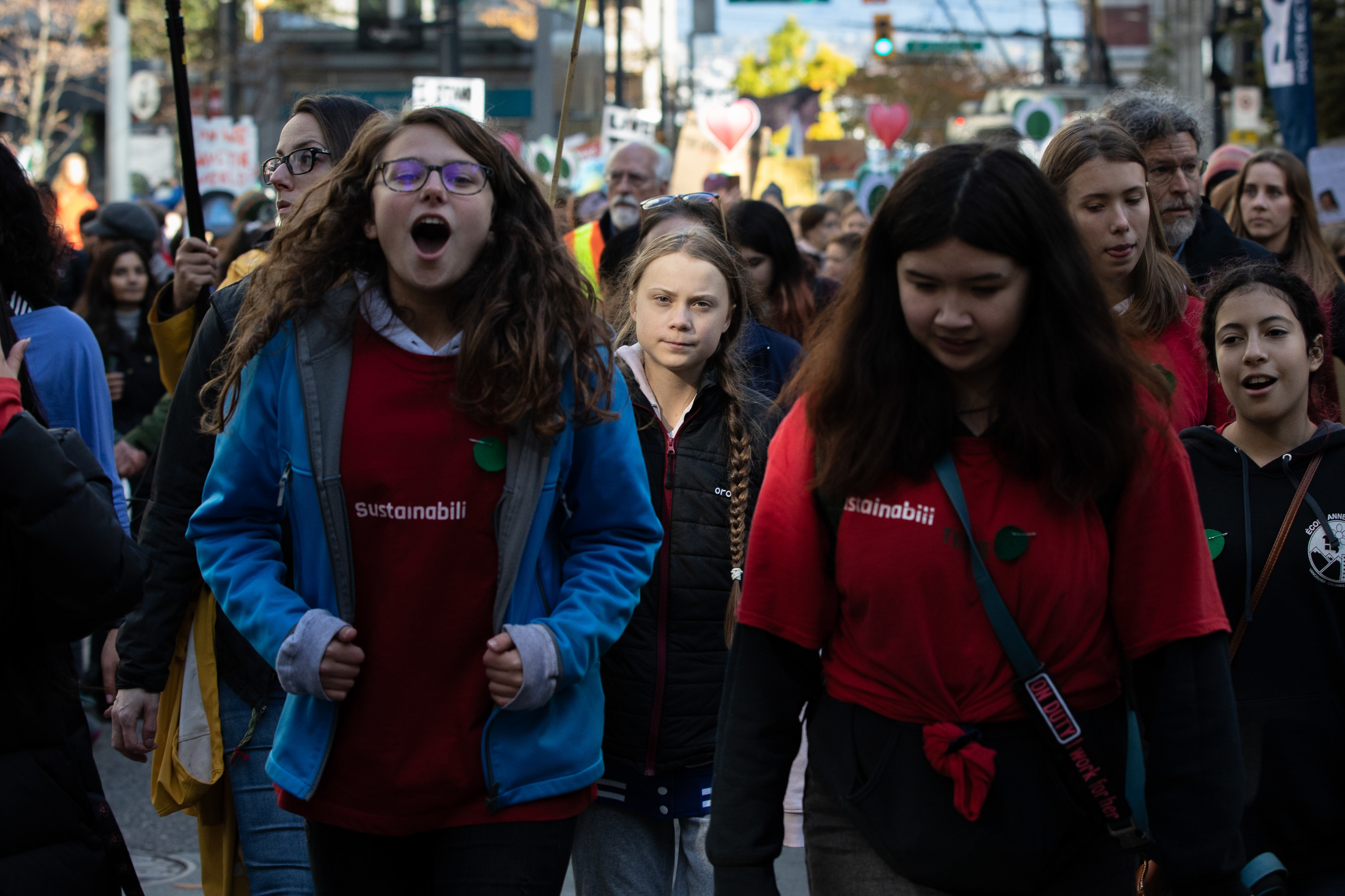 Greta Thunberg visits Vancouver for a climate strike on Friday, Oct. 25, 2019. (Maggie MacPherson/CBC)