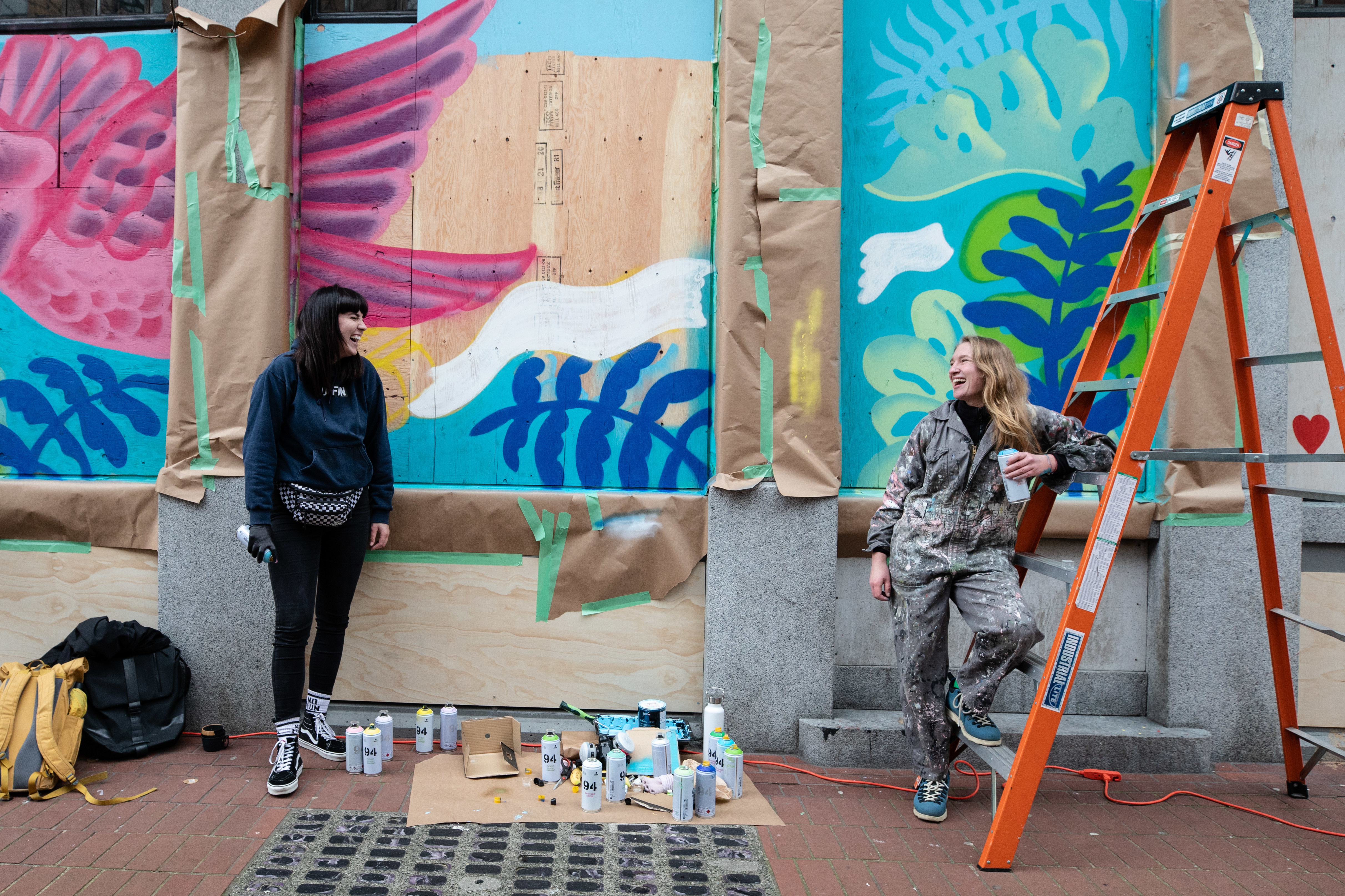 Artists Christina Hryc, left, and Olivia Knight recently finished a two-week quarantine after returning from a mural painting trip to Mexico.