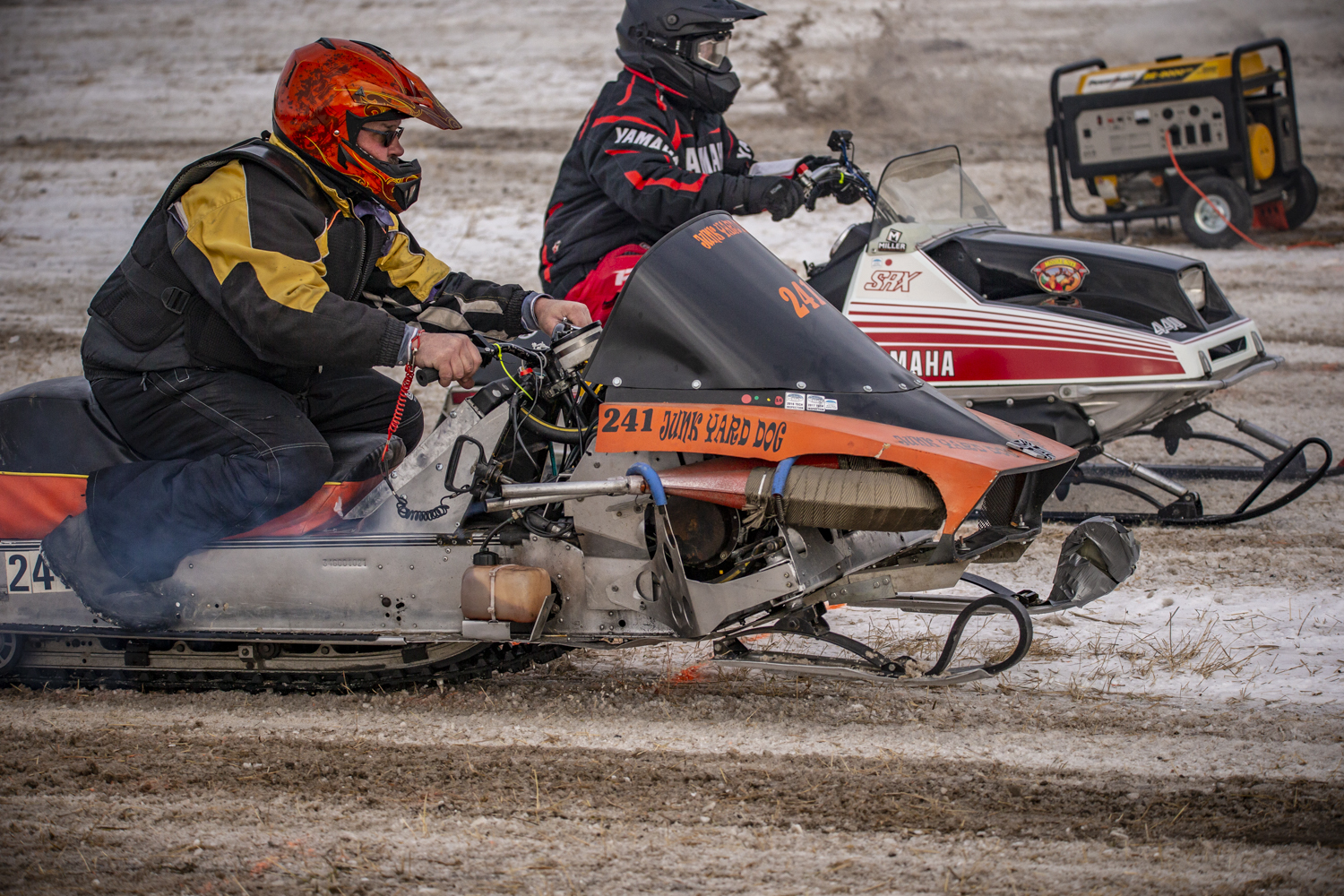 Gary Gibson's 'Junkyard Dog' is made up of parts from several snowmobiles. (Greg Huszar)