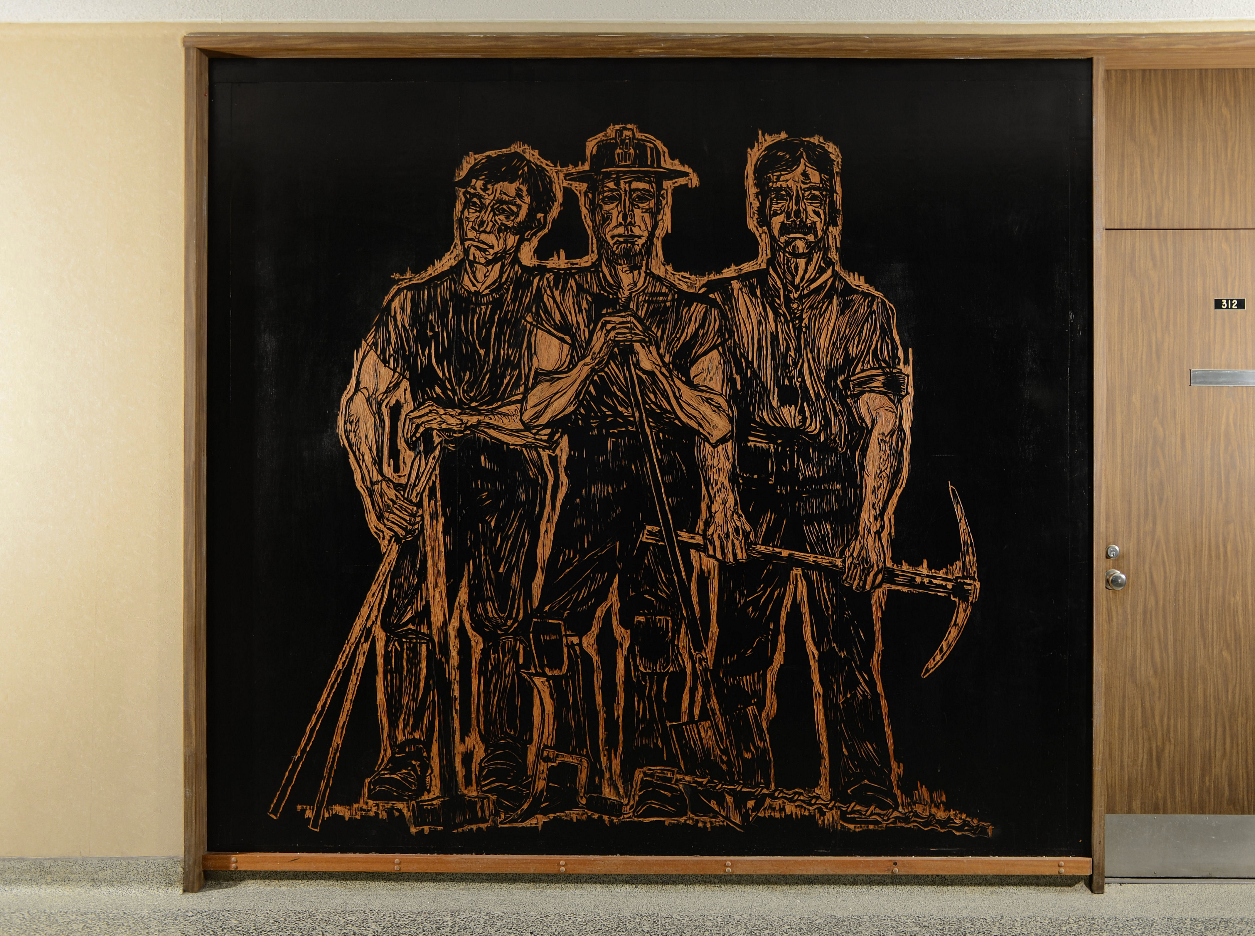 Bruno Bobak's mural is titled Miners. (John Leroux)