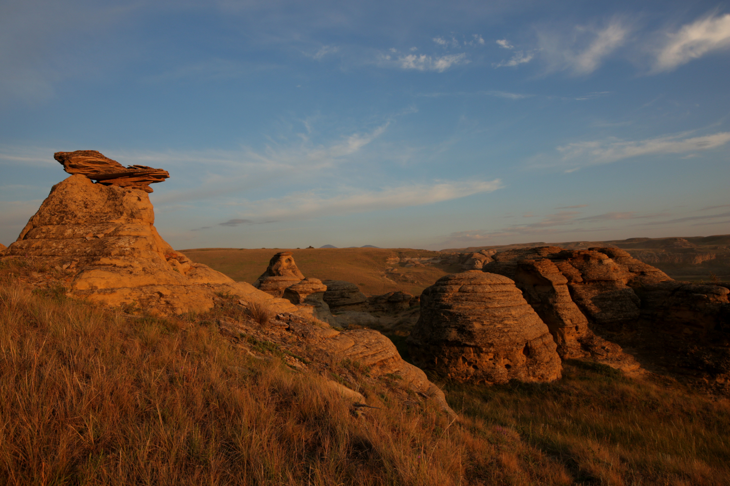 The scenic landscape of Writing-On-Stone in southern Alberta.