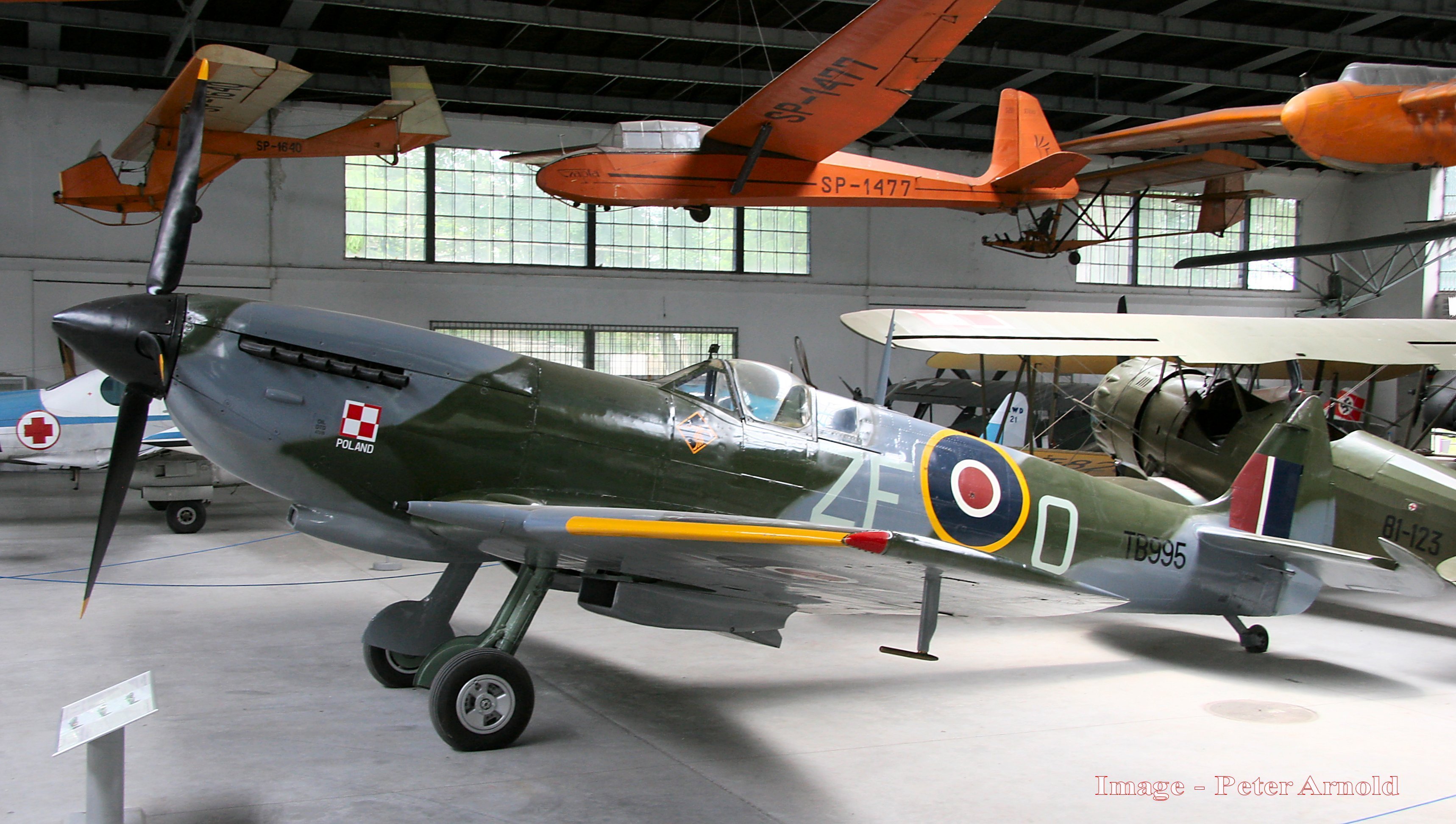 The repainted Spitfire once flown by Mann is shown in the Polish Aviation Museum in Krakow, Poland. (Peter Arnold)