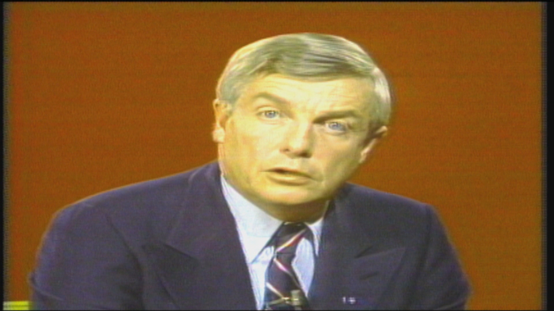 Peter Lougheed took to the airwaves 48 hours after the NEP was announced to say he was turning down the taps. Photo: The Journal/CBC