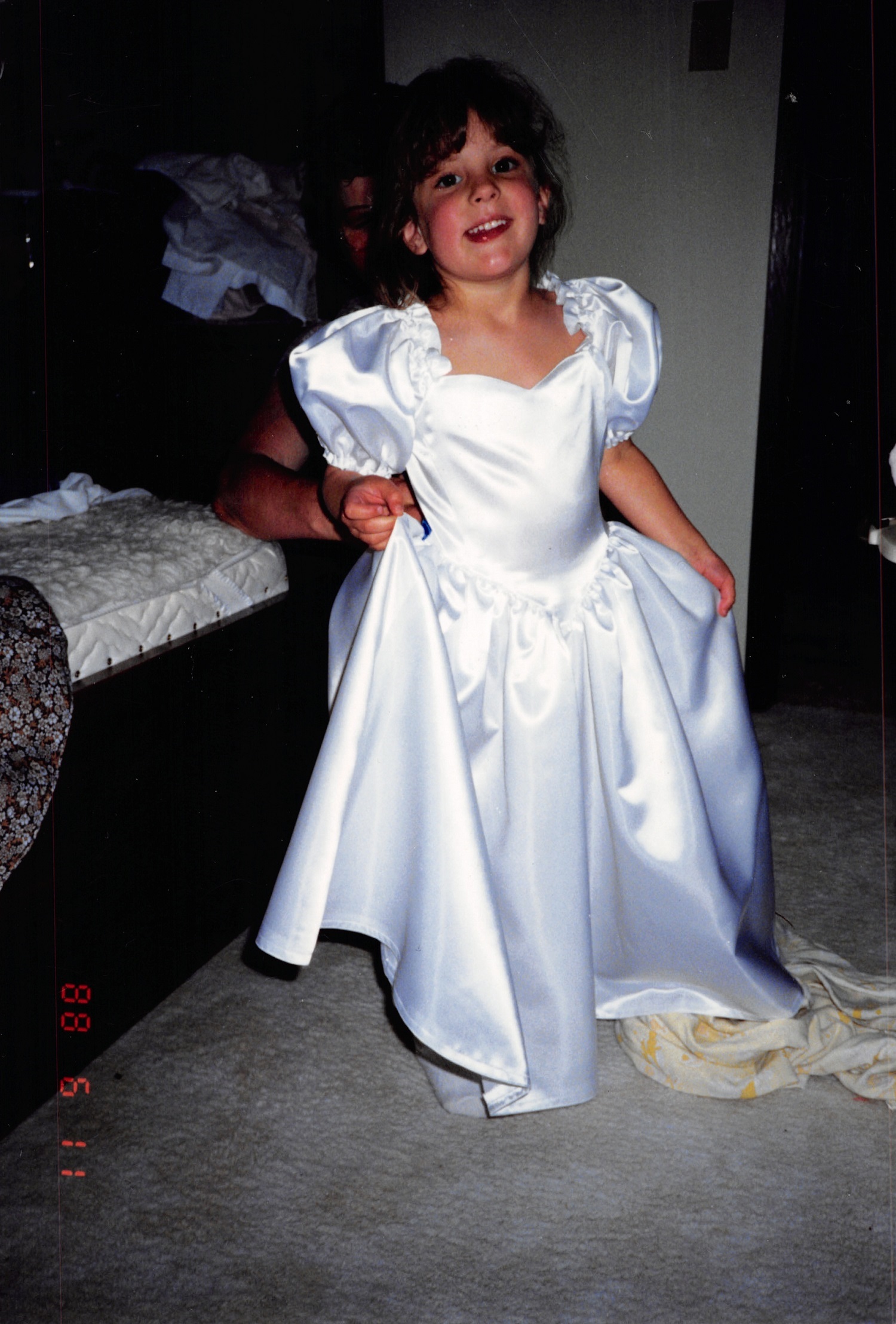 Jessica Woudzia preparing for flower girl duties as a young girl. (Submitted by Kathy Woudzia)