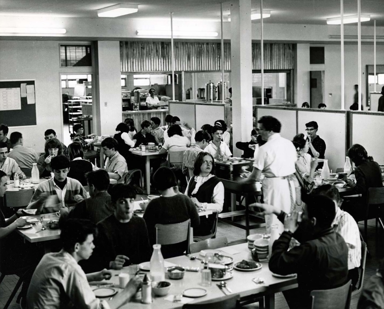 Students are shown at the dining room of the Interprovincial School for the Education of the Deaf in Amherst, N.S. (Nova Scotia Archives)