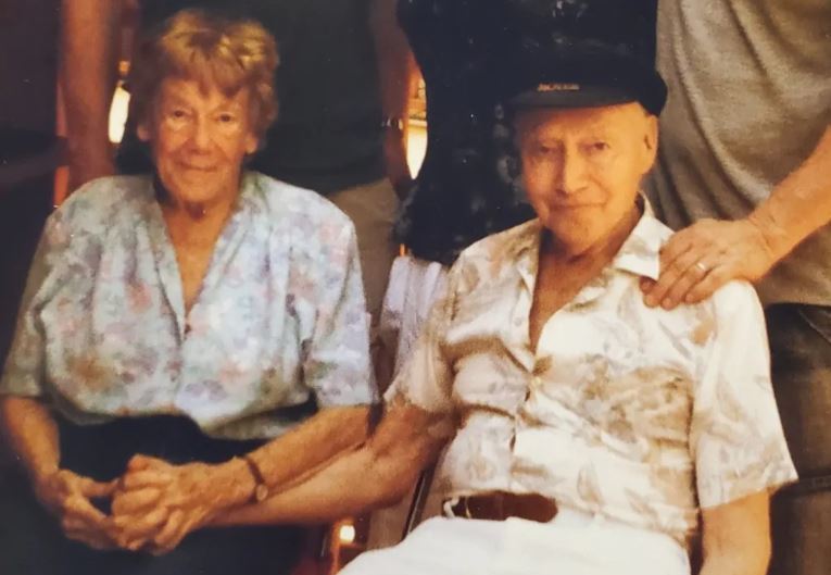 Arthur Hampson seated next to his wife, Barbara, who predeceased him. Arthur died in March 2020 in Vancouver at age 93. (Bruce Hampson)