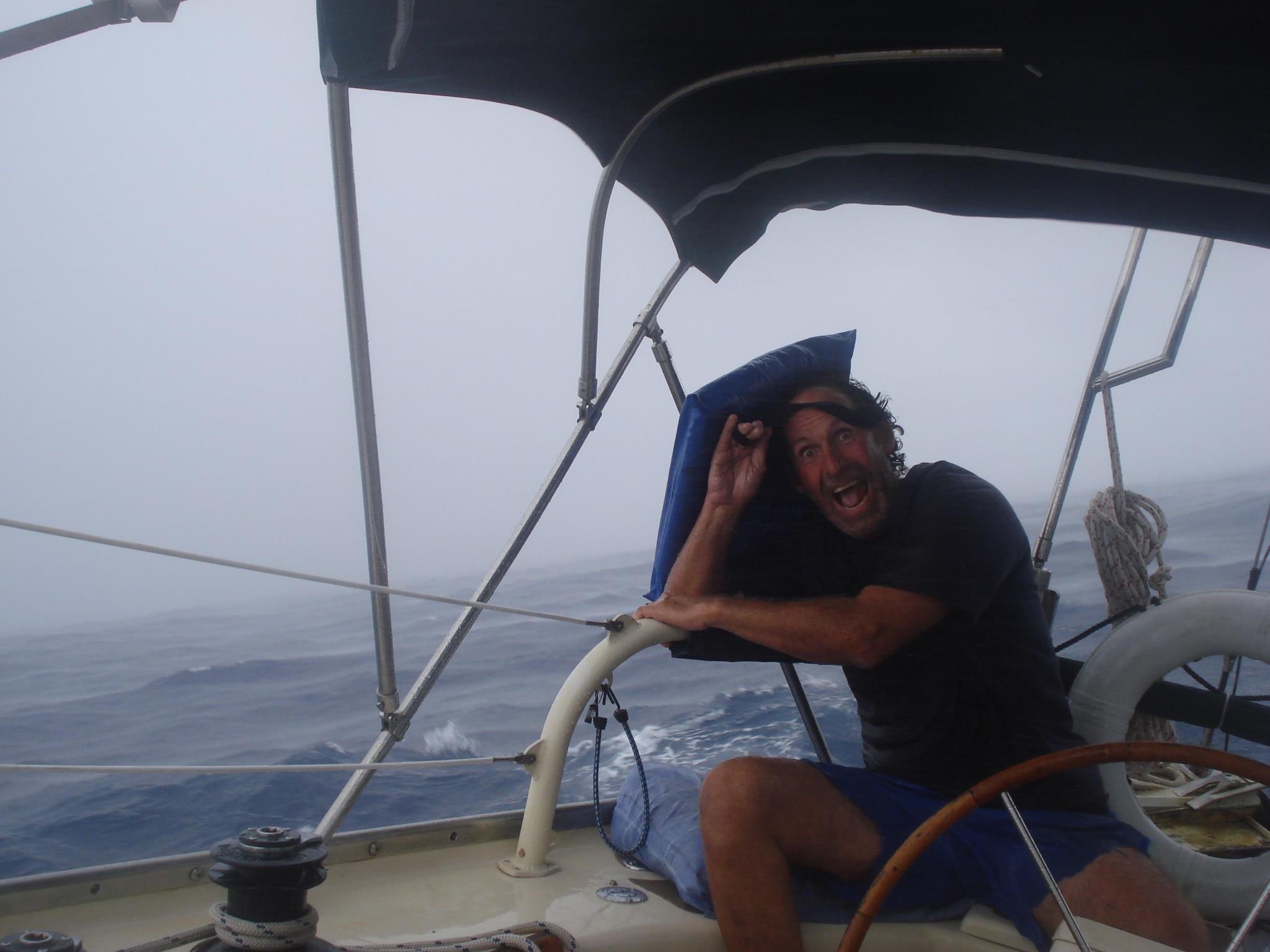 Krieger pictured during a storm on one of his sailing adventures. (Courtesy Darragh McCarthy)