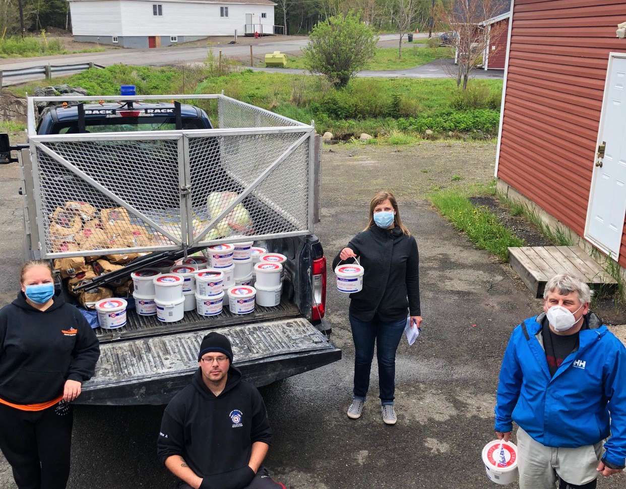 Volunteers in Bonavista helped organize hampers for community distribution. (Submitted by Saltwater Community Association)