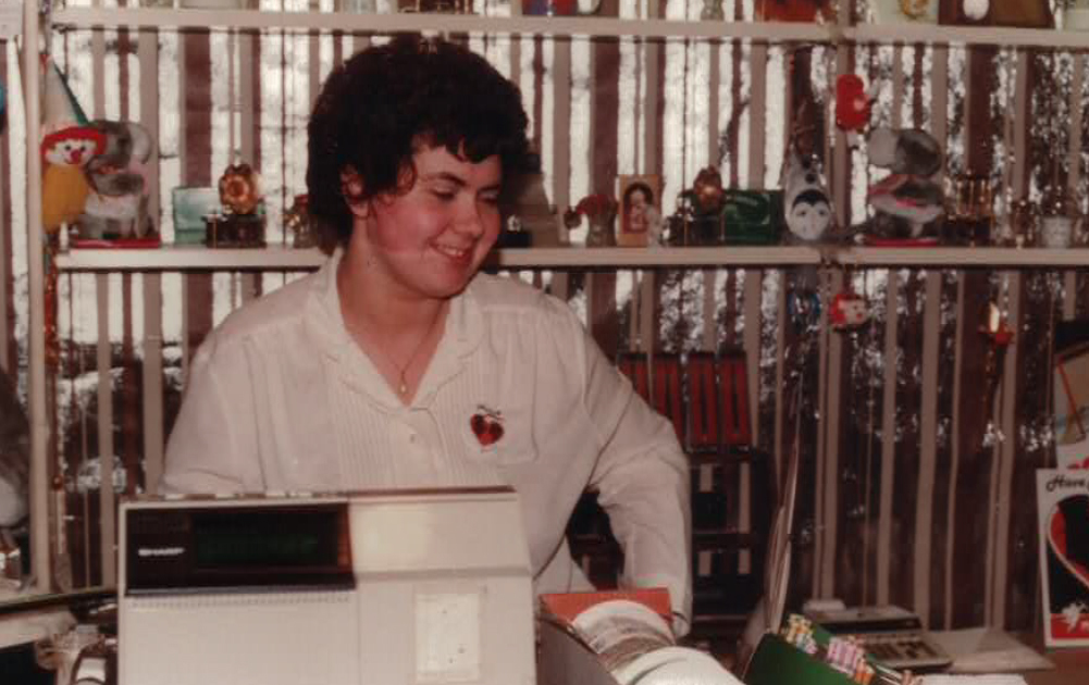 Brenda working the cash register at Moncton's former Highfield Square. (Submitted by Robbie Curwin)