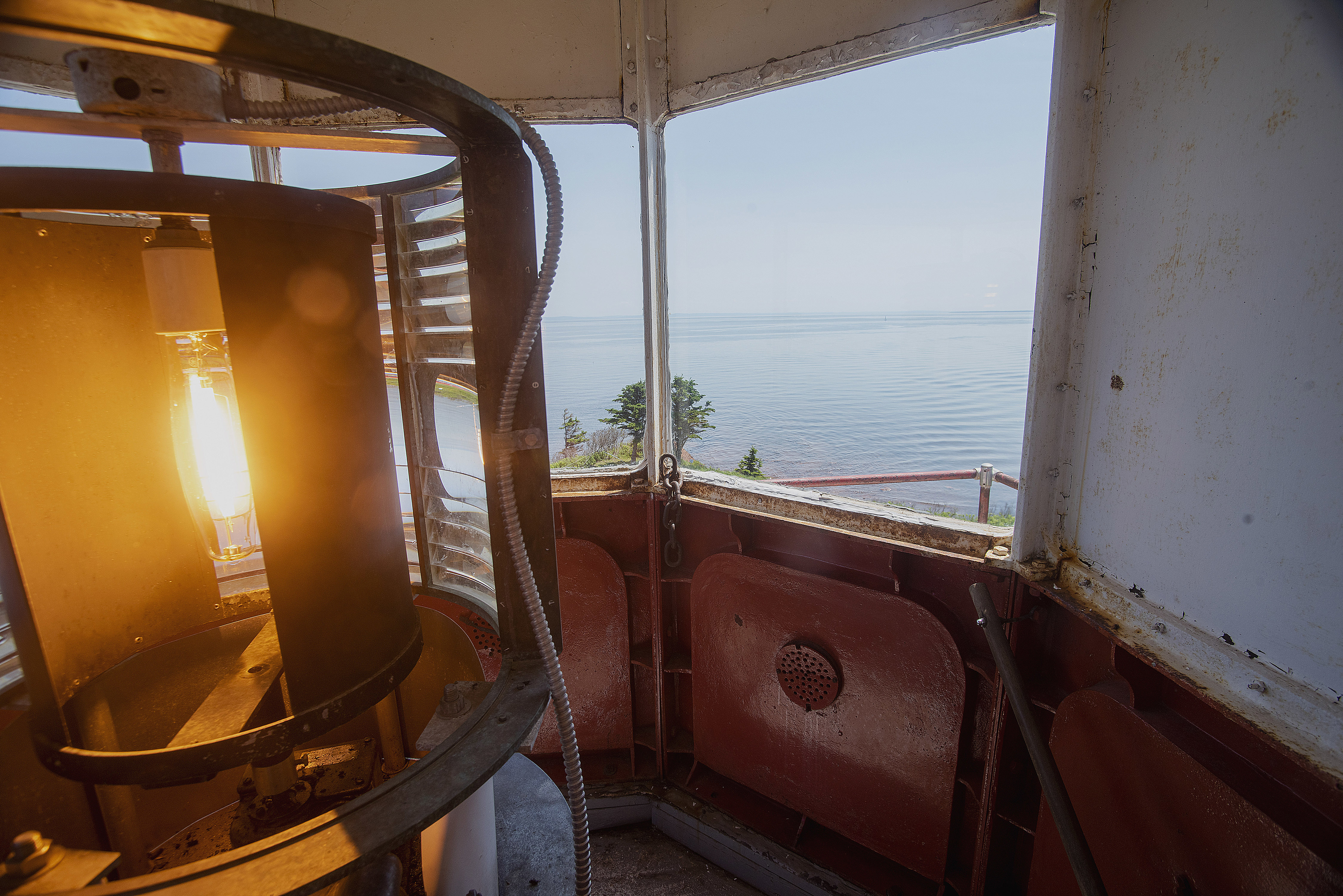 ​This is the view from the lantern at the top of the Cape Bear Lighthouse in Kings County looking out over the Northumberland Strait. (Brian McInnis/CBC) 