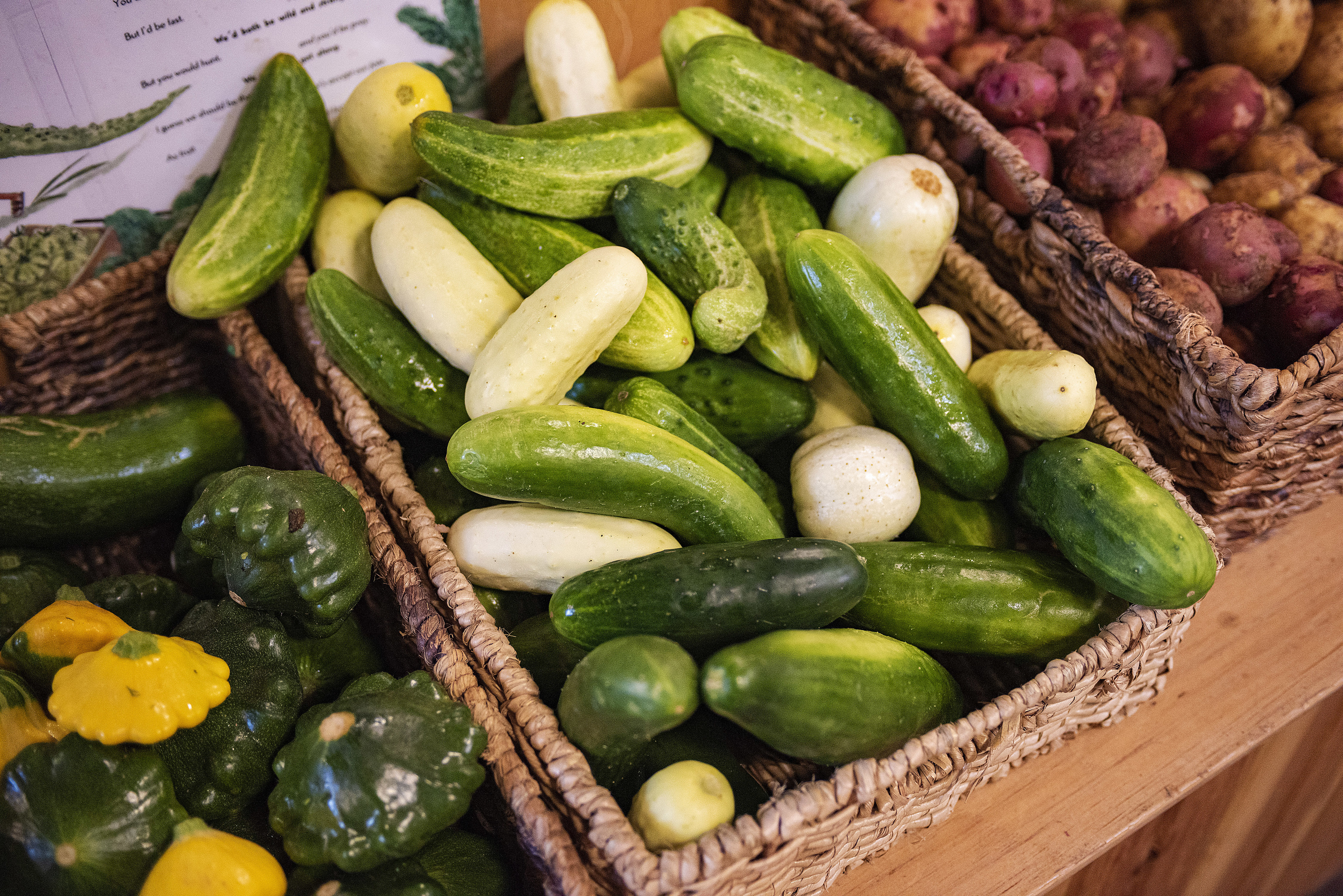 Cucumber, squash and zucchini on offer at the Charlottetown Farmers Market. Brian McInnis/CBC