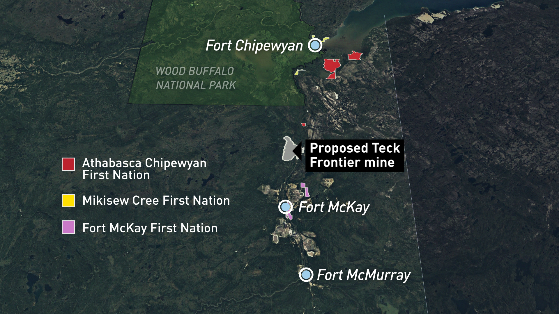 The proposed Frontier site is 110 kilometres north of Fort McMurray. (CBC)