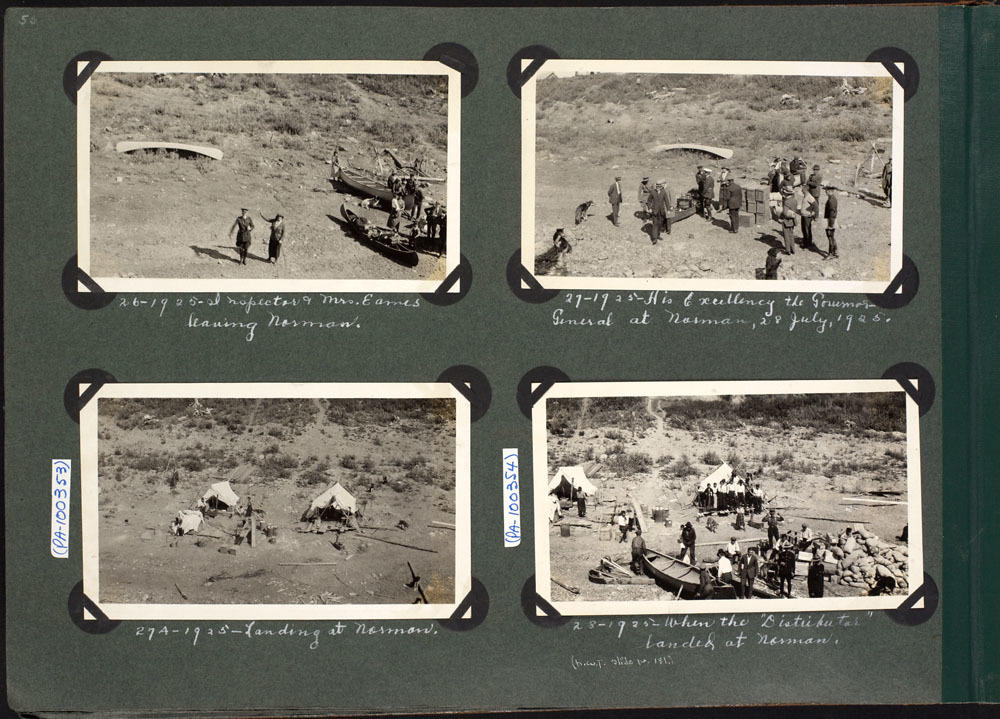 Settler camps at Fort Norman, including one hosting the governor general, in 1925. With the discovery of oil, white settlers poured into the North, and the government expressed interest for the first time in making a treaty with the Dene. (Department of Indian and Northern Affairs Canada / Library and Archives Canada, Accession 1974-366)