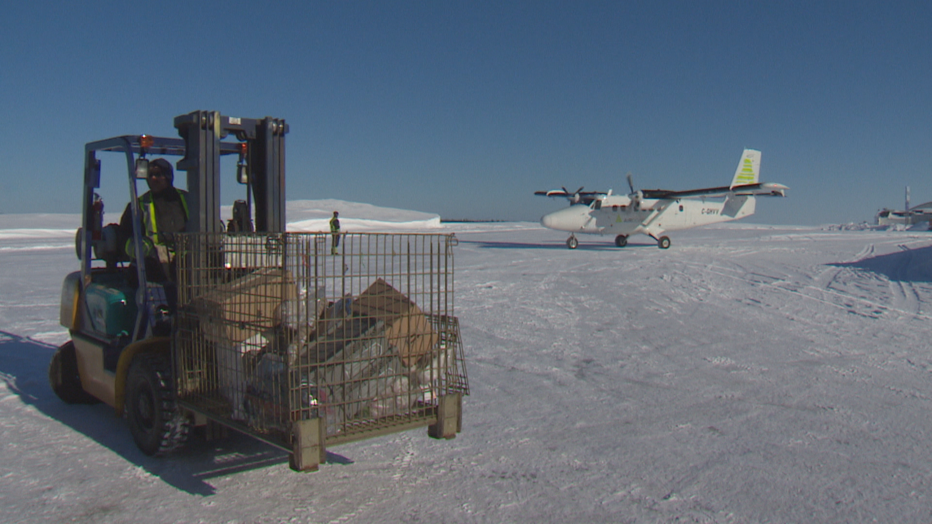 Cargo waiting to be loaded onto a flight. (Bruce Tilley/CBC)