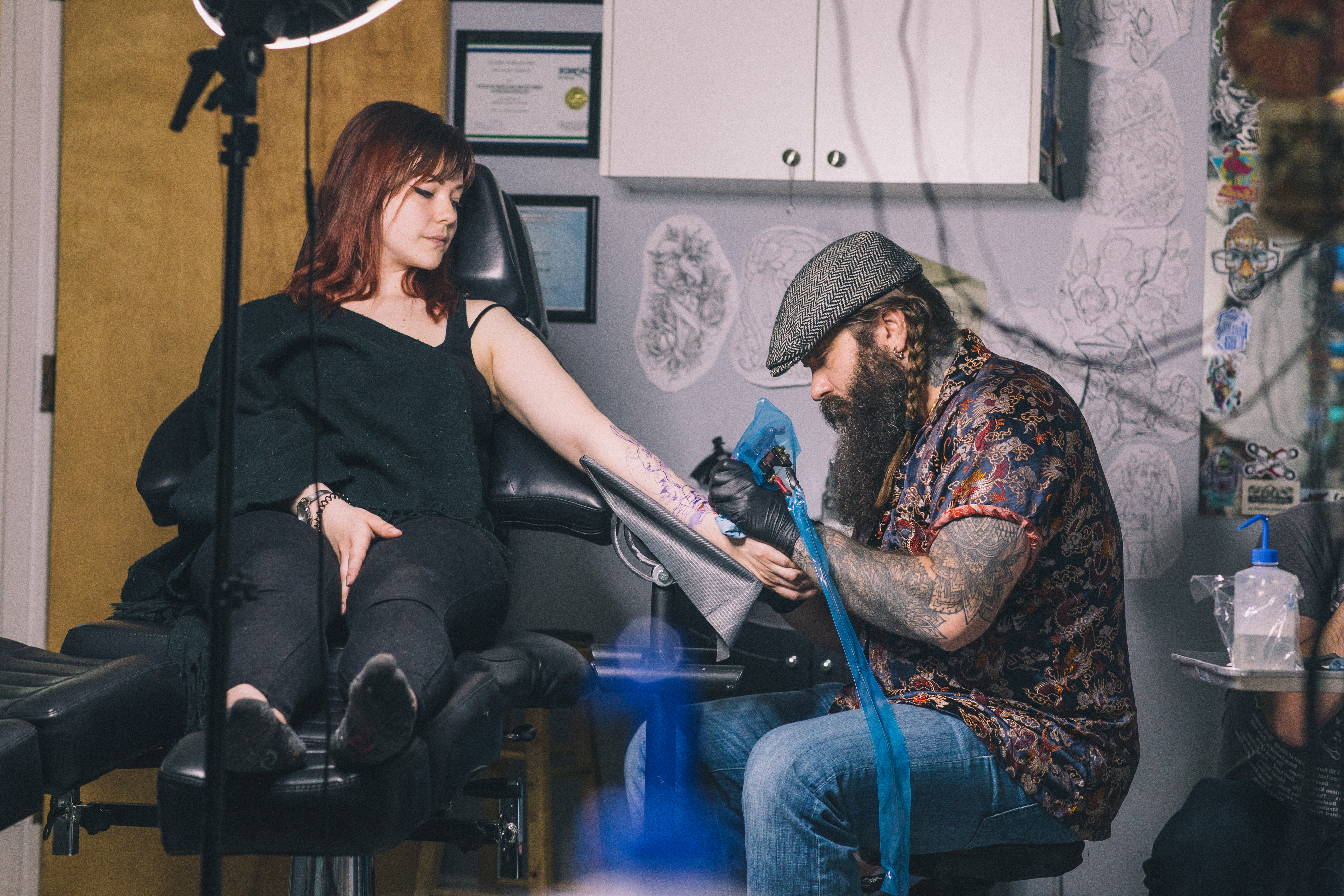 Client Loren Andreychuk came to Rhyason for an original piece. She wanted a tattoo of a jackrabbit to honour her grandma. (Beauchamp Photography)