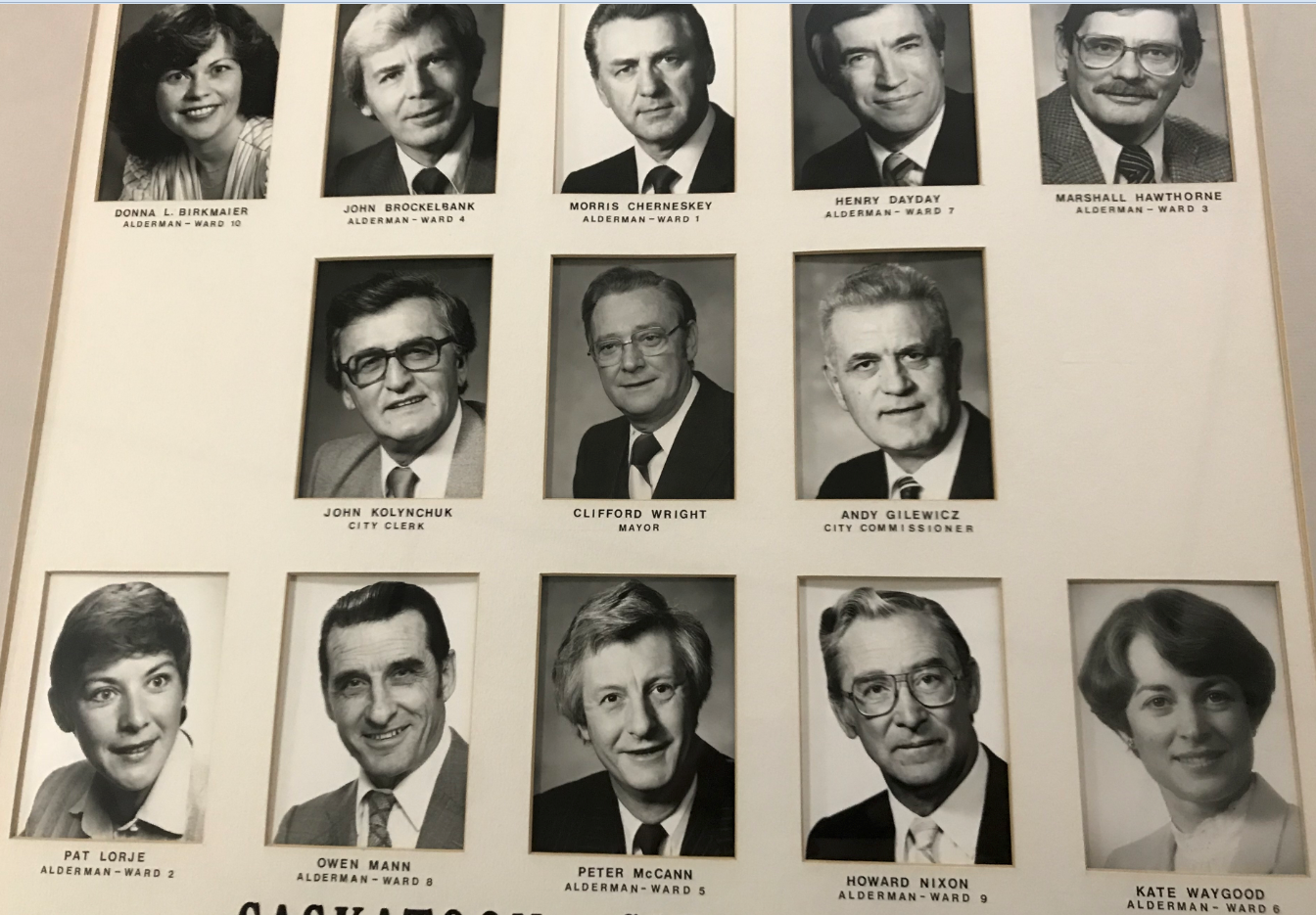 The members of the 1982-1985 Saskatoon City Council: smiling here, but not so much during meetings to discuss the arena. (Guy Quenneville/CBC)