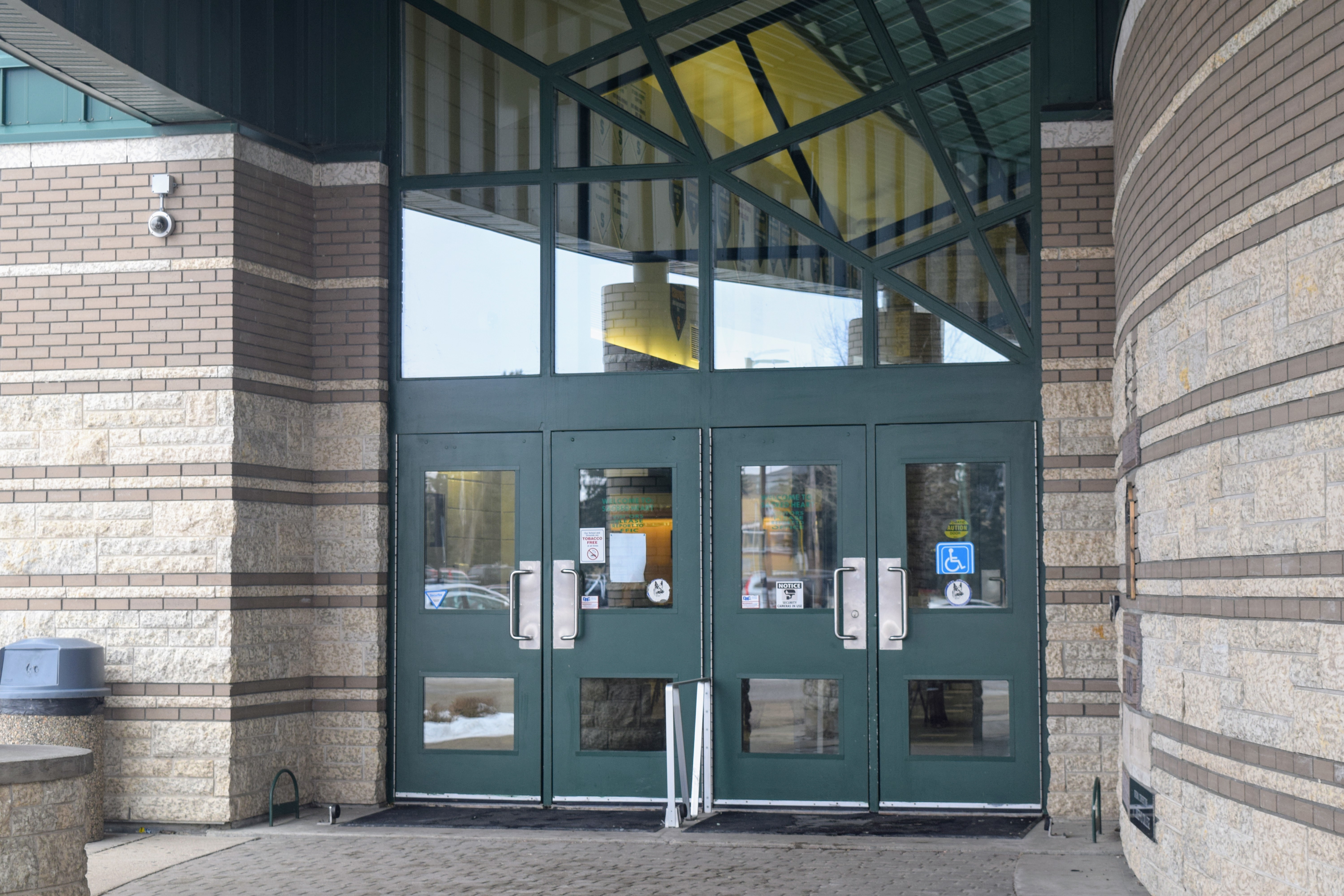 The entrance to the Sacred Heart High School — the last place Mekayla was seen before she disappeared. Photo: CBC News