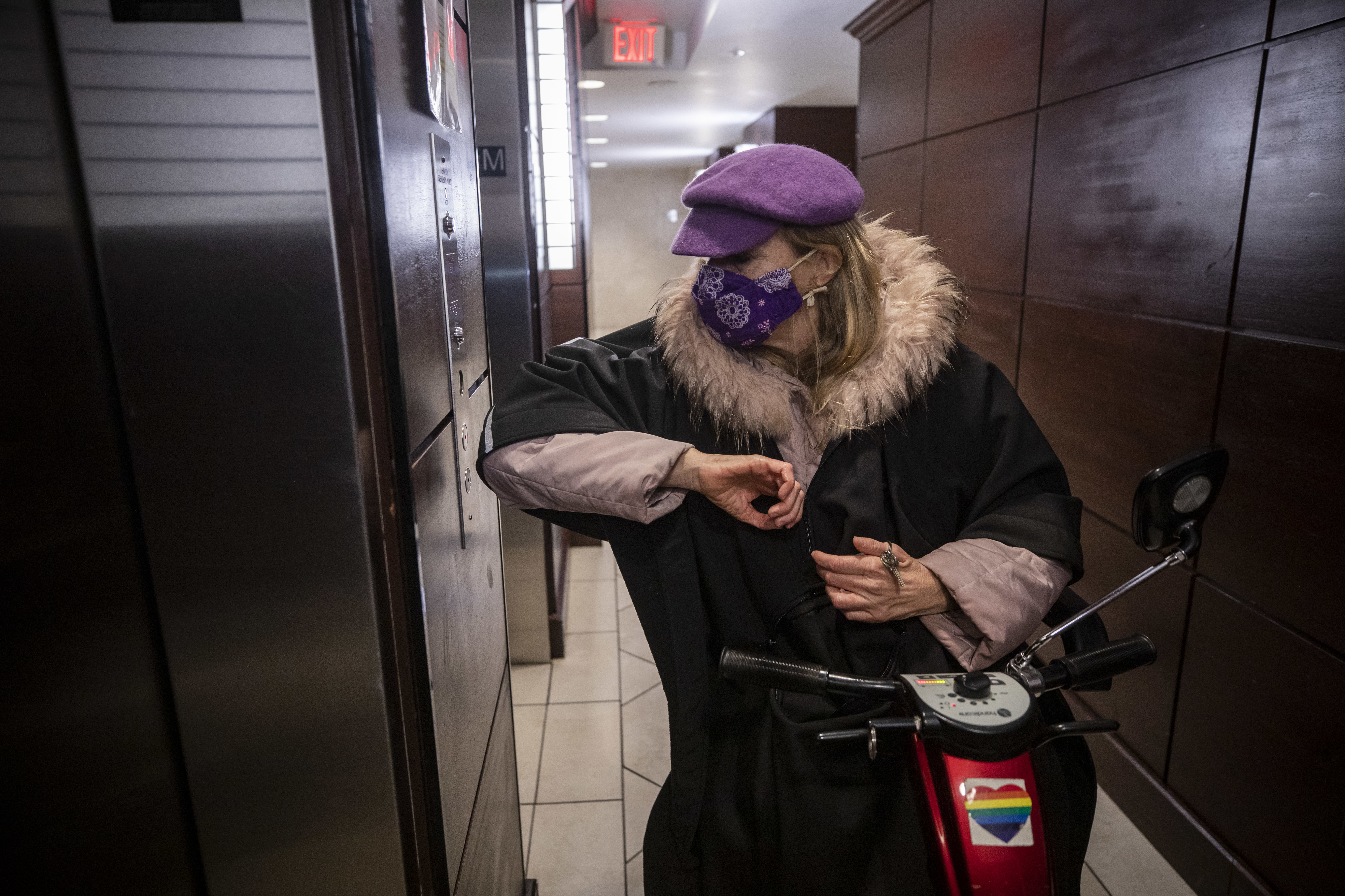 Laurence uses her scooter to travel to the nearby grocery store and attend medical appointments. (Ben Nelms/CBC)