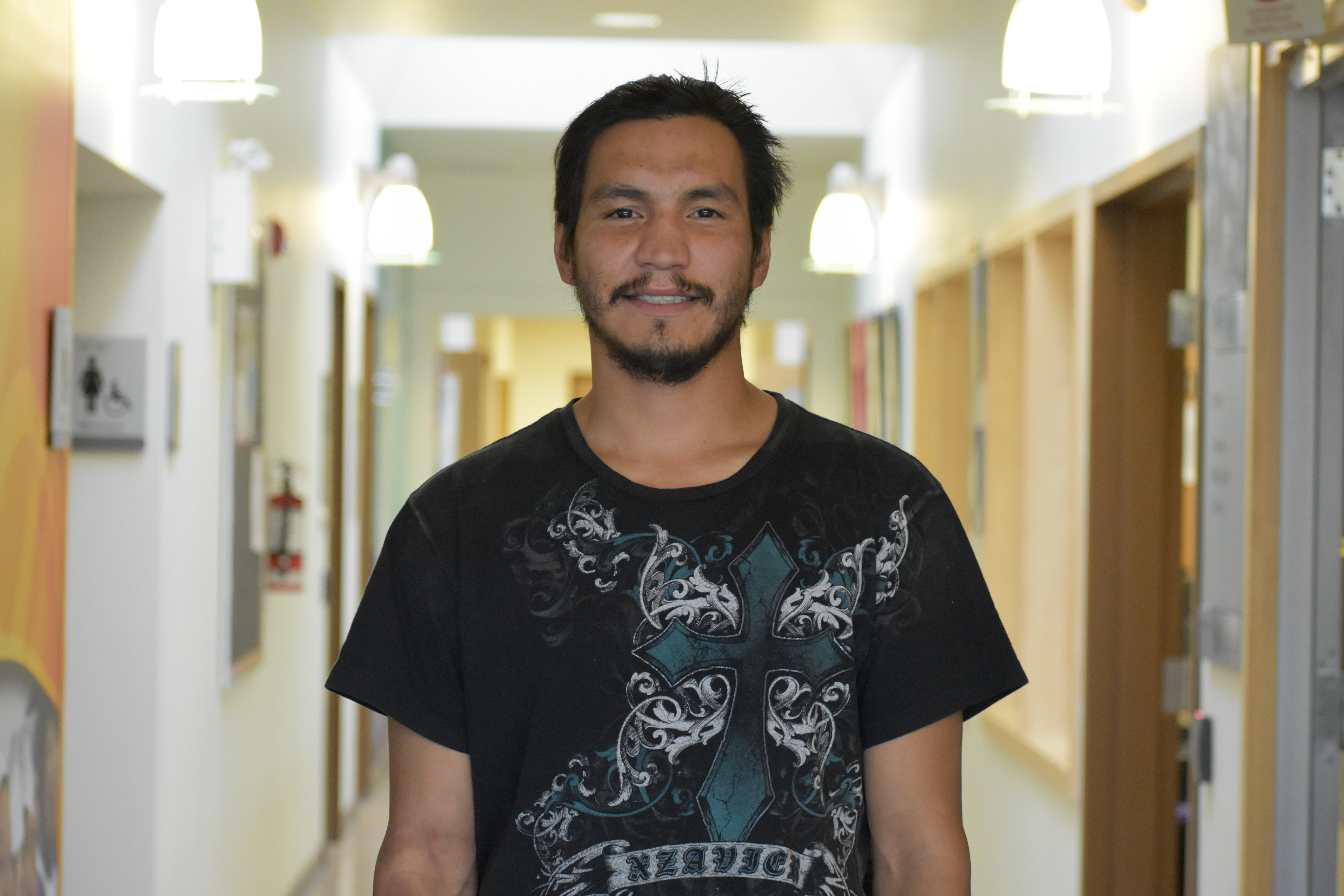 Alex Mercredi-Cardinal is studying education at the Keyano College campus in Fort Chipewyan. (Geneviève Normand/CBC Radio-Canada)