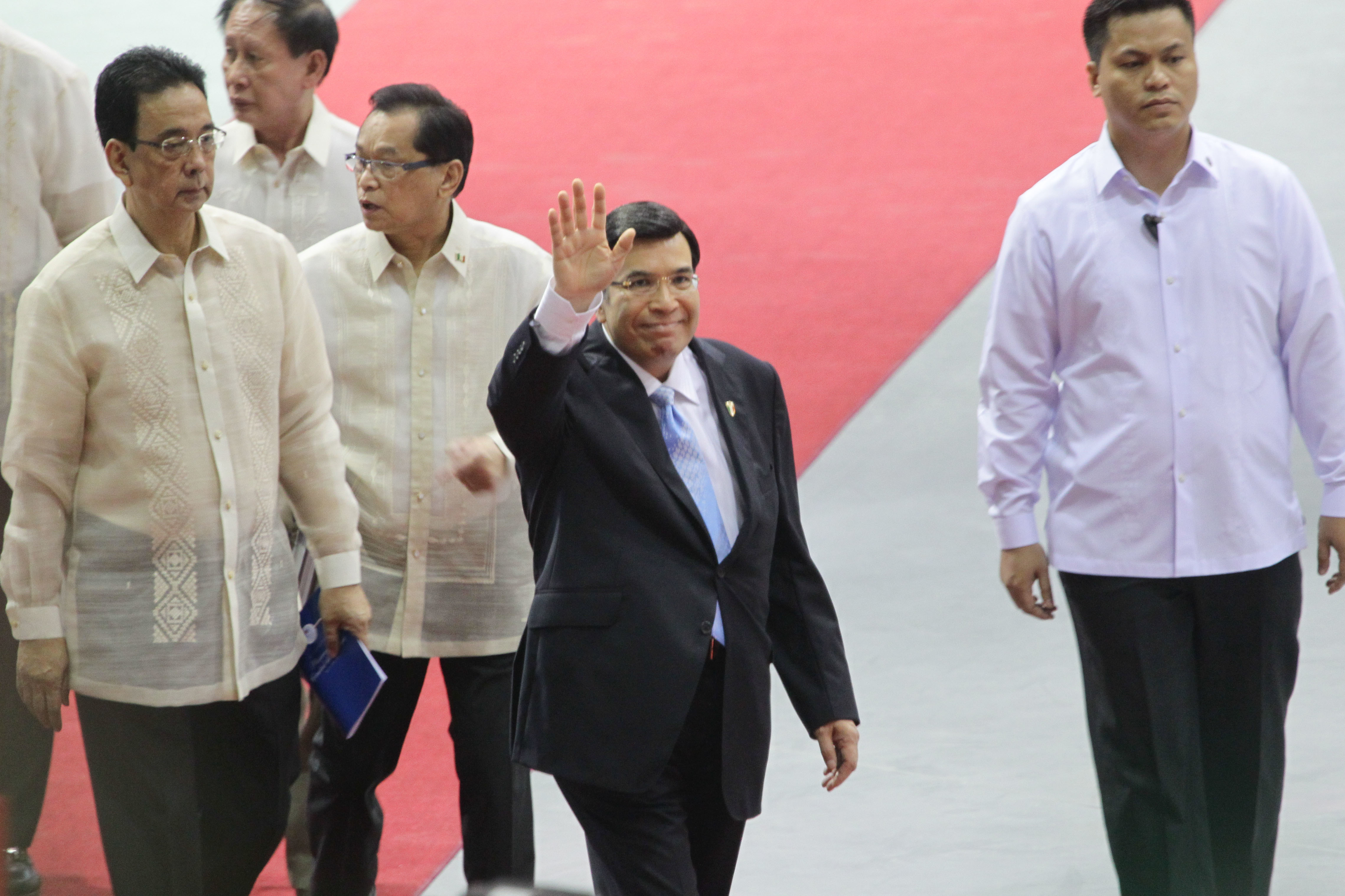 Eduardo Manalo, centre, shown here in 2014, took over leadership of the INC in 2009. (Mark Fredesjed R. Cristino/Pacific Press/LightRocket via Getty Images)