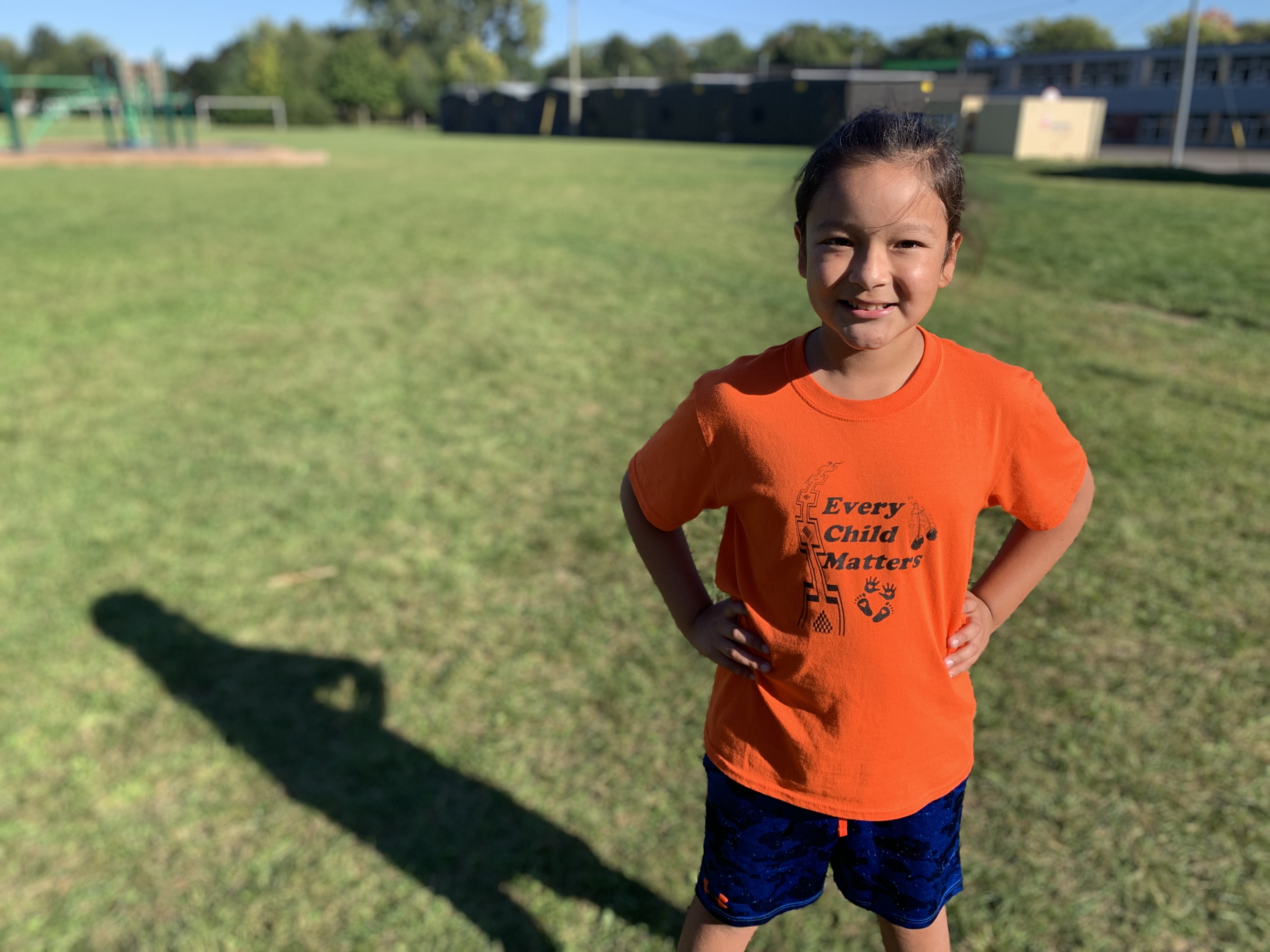 Zephyr Collar, 9, is learning the Oneida language with his mom, Bev. His family is from Munsee Delaware Nation and Oneida Nation of the Thames. (Kate Dubinski/CBC)