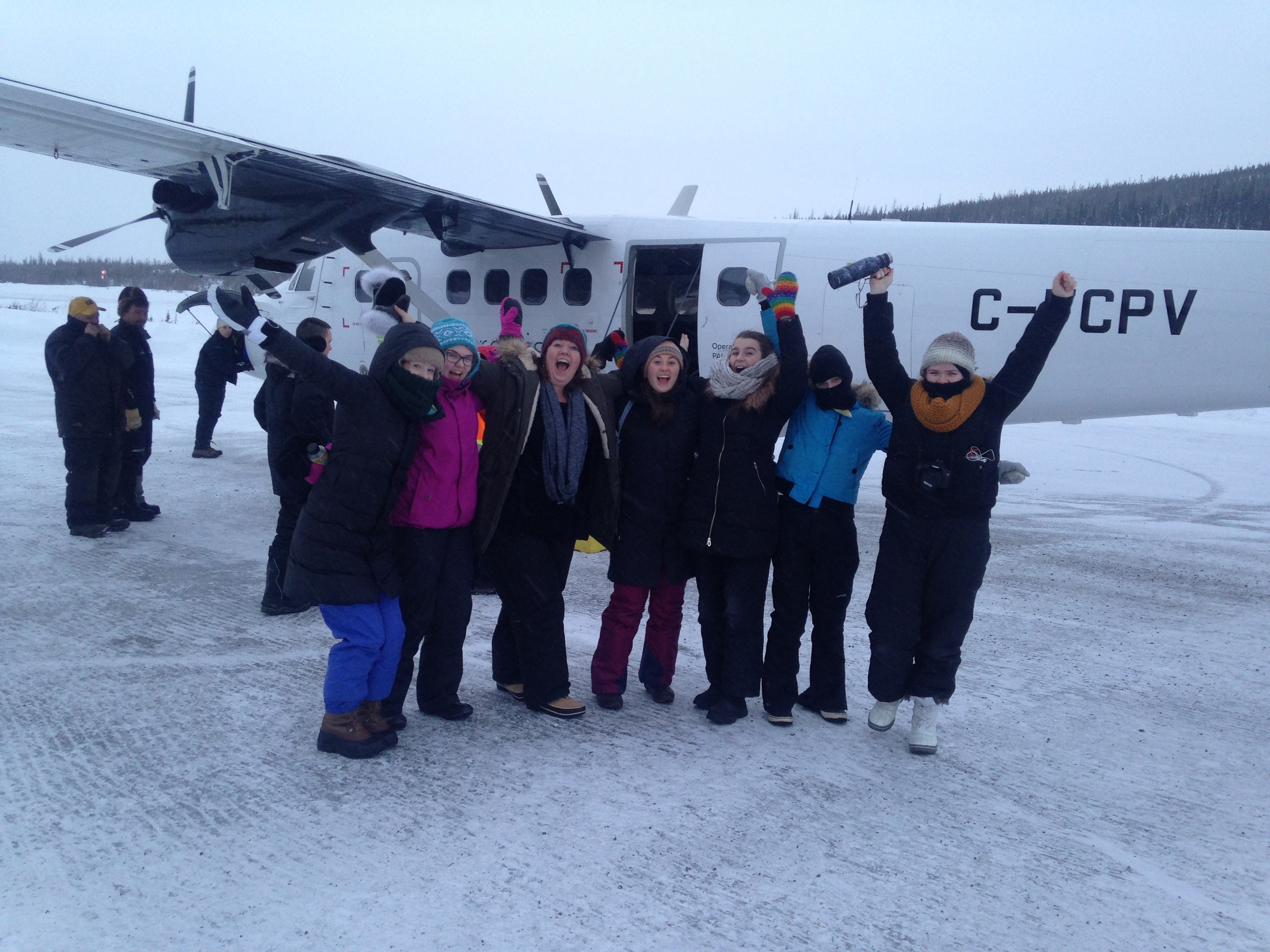 Kellie Walsh and six Shallaway choristers head to Hopedale. (Angela Antle/CBC)