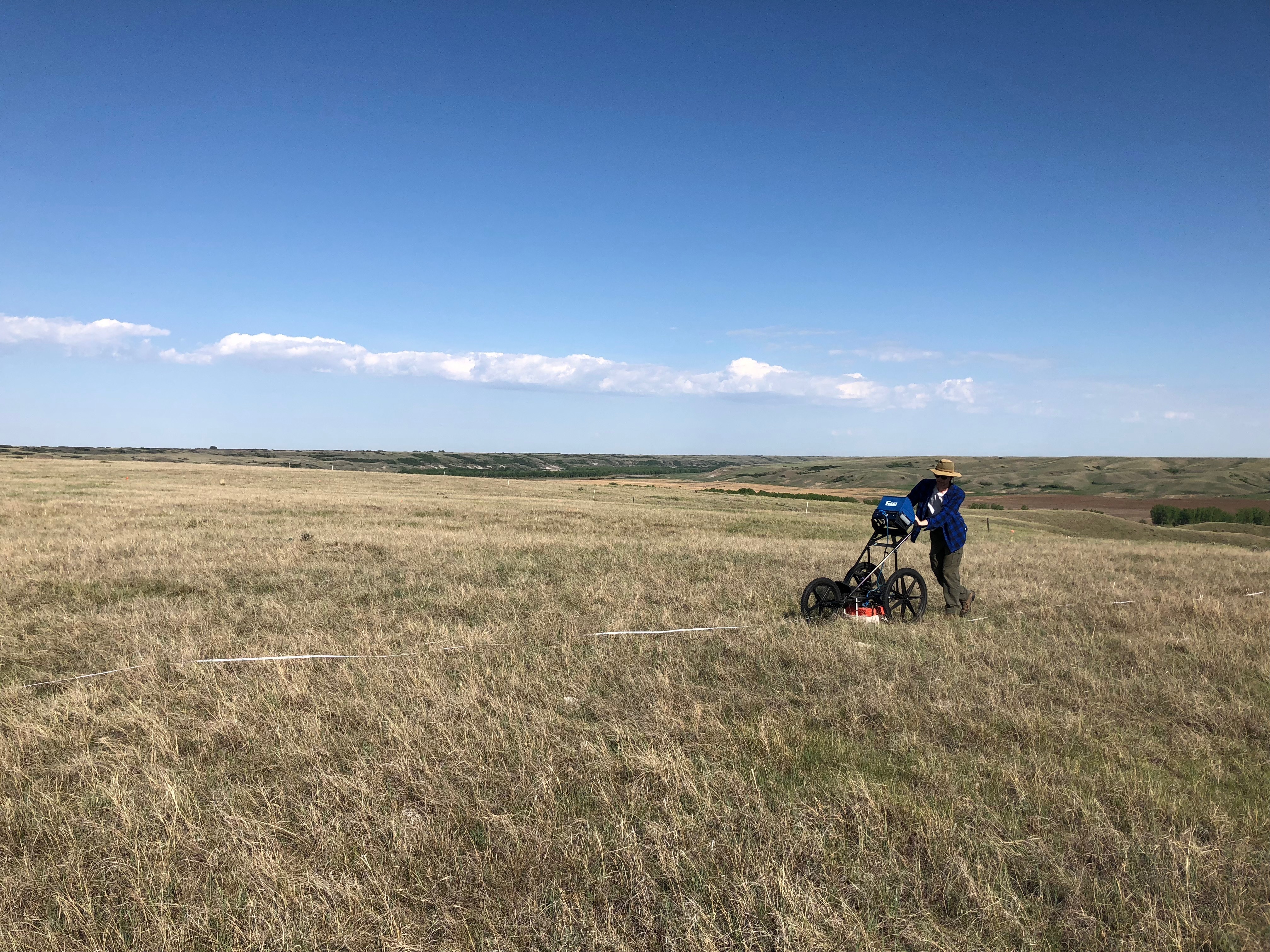 William Wadsworth using the GPR at the Mattheis Research Ranch in May. (Submitted)