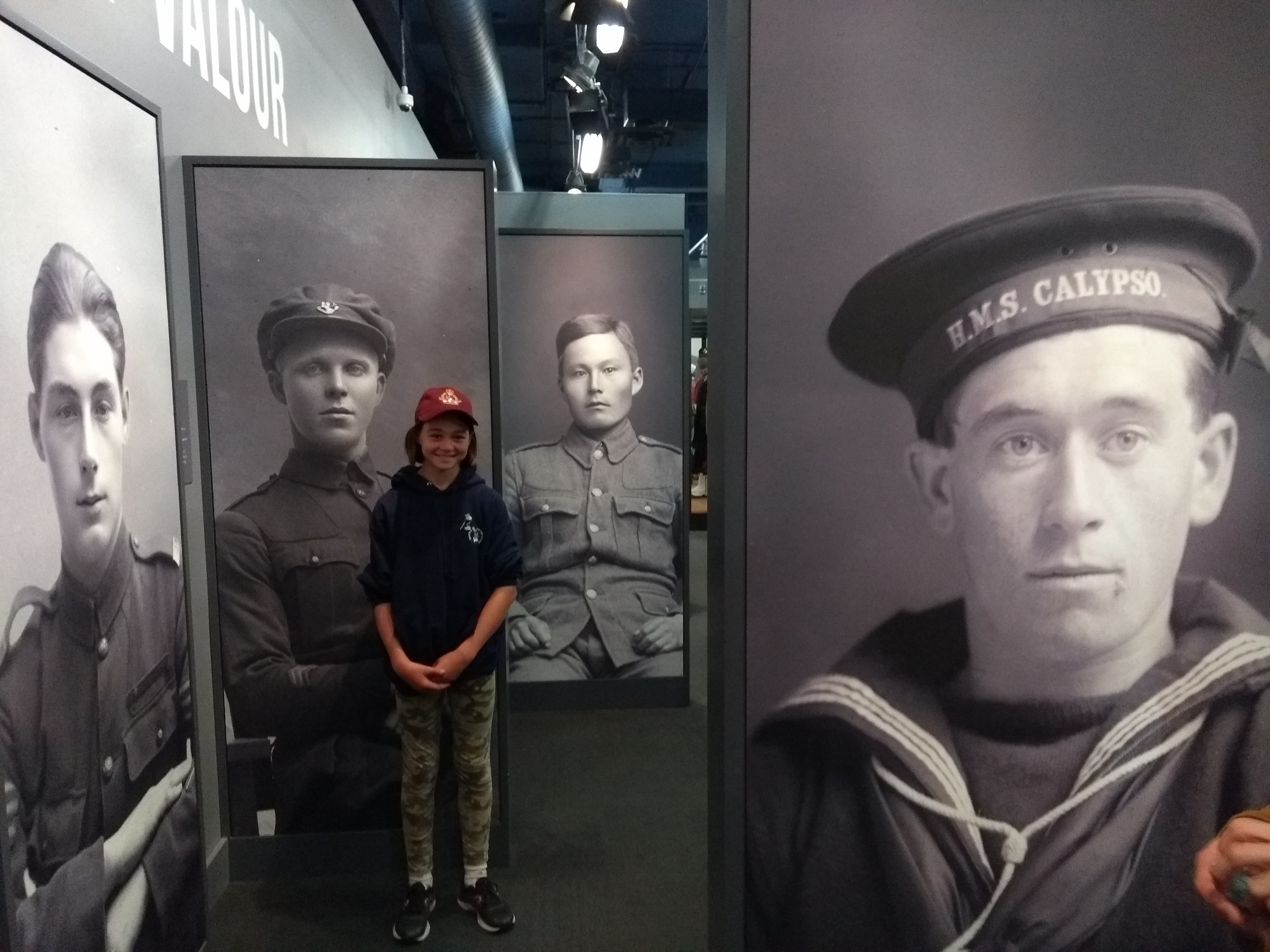 Beatrix Potter student Zoe Spencely at the Royal Newfoundland Regiment exhibit at the Rooms in St. John's. (Ted Blades/CBC)