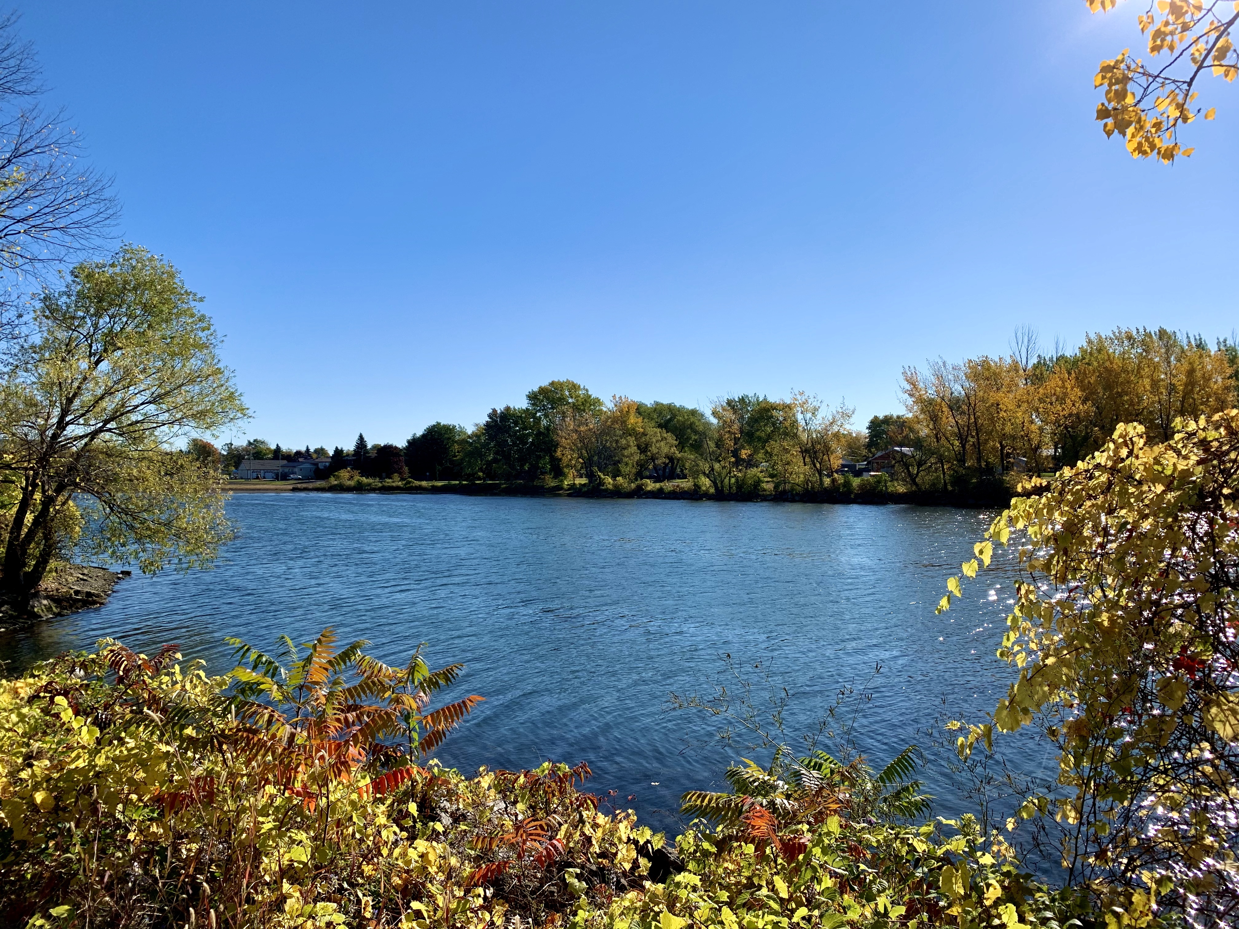 View of the bay from Kateri Tekakwitha Island. (Ka’nhehsí:io Deer/CBC)