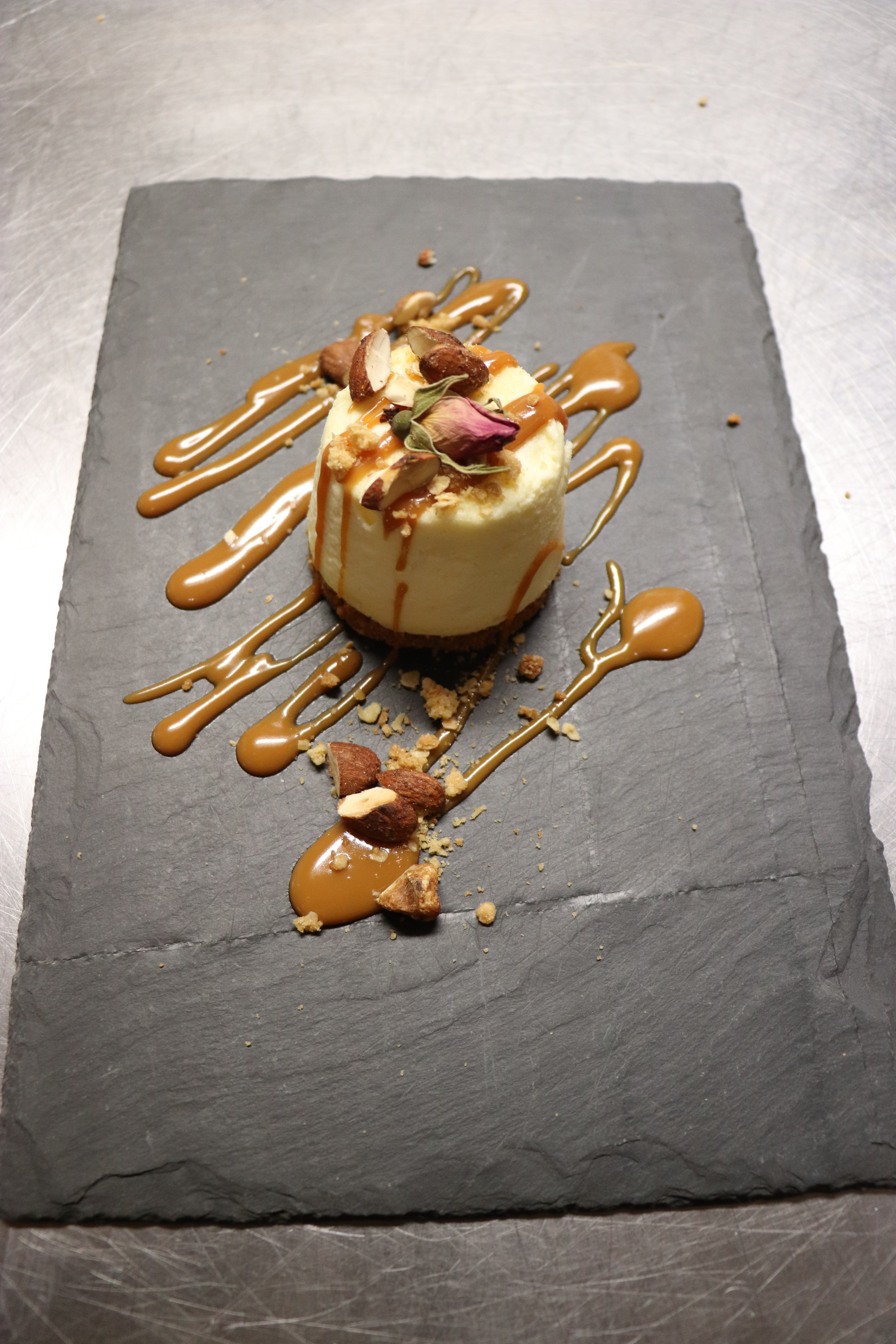 One of Langlois' signature desserts, made from local goat cheese and caramel made with local goal's milk. (Julia Page/CBC)