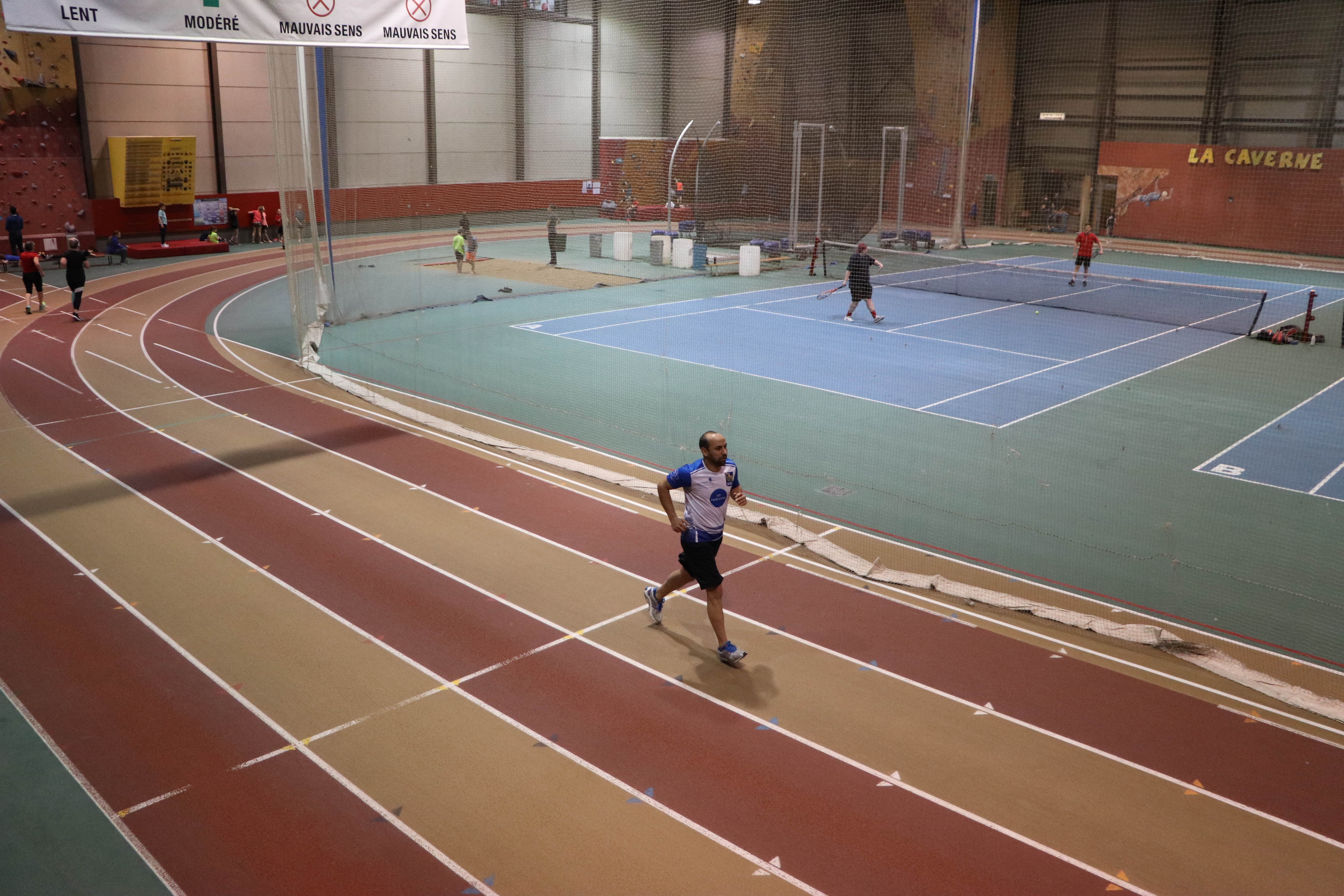 Saïd Akjour trains regularly at the indoor track at Université Laval's sports stadium. (Julia Page/CBC)