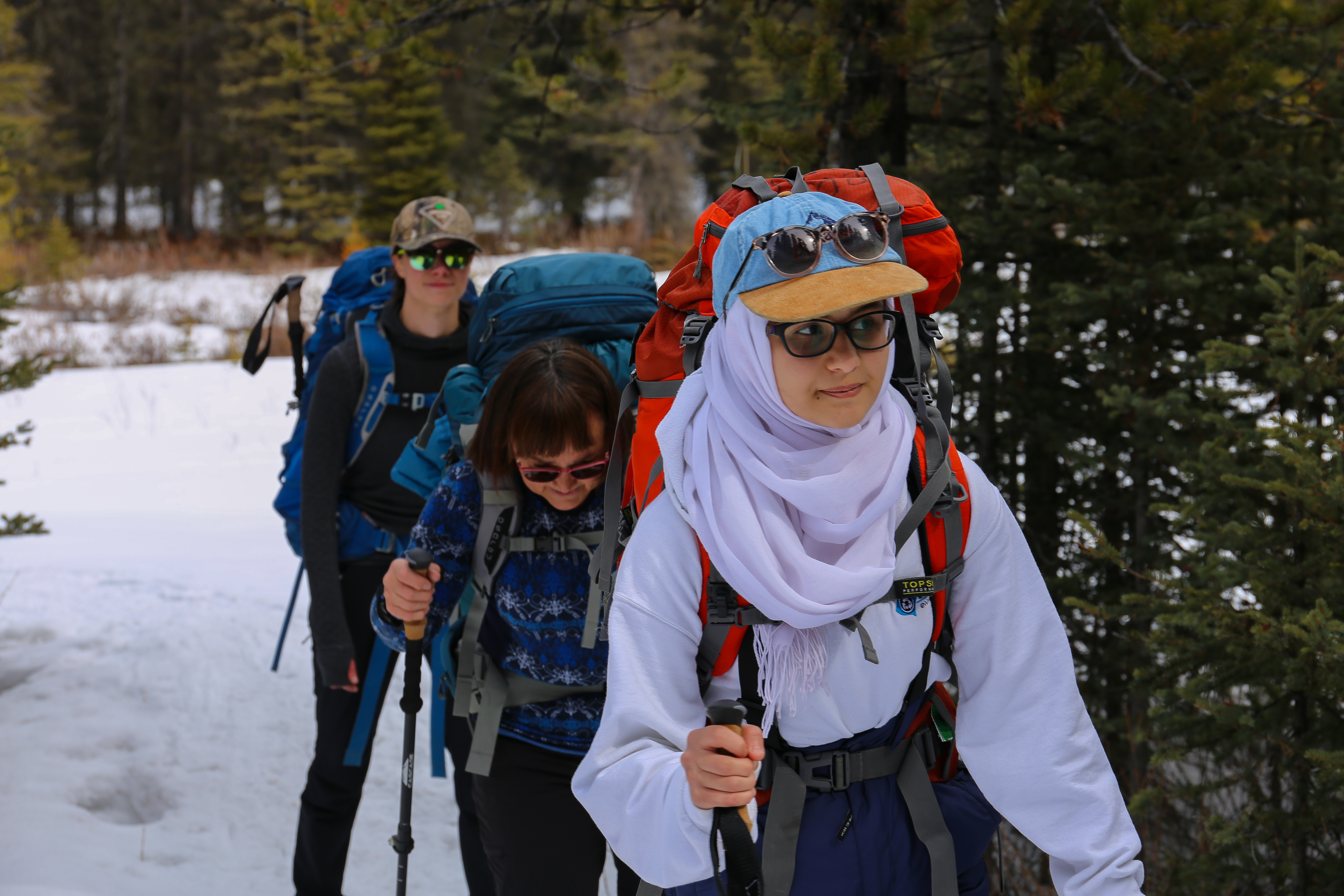 Sidra Alsaleh, 14, leads the way through the trees. (Emily Rendell-Watson/CBC)