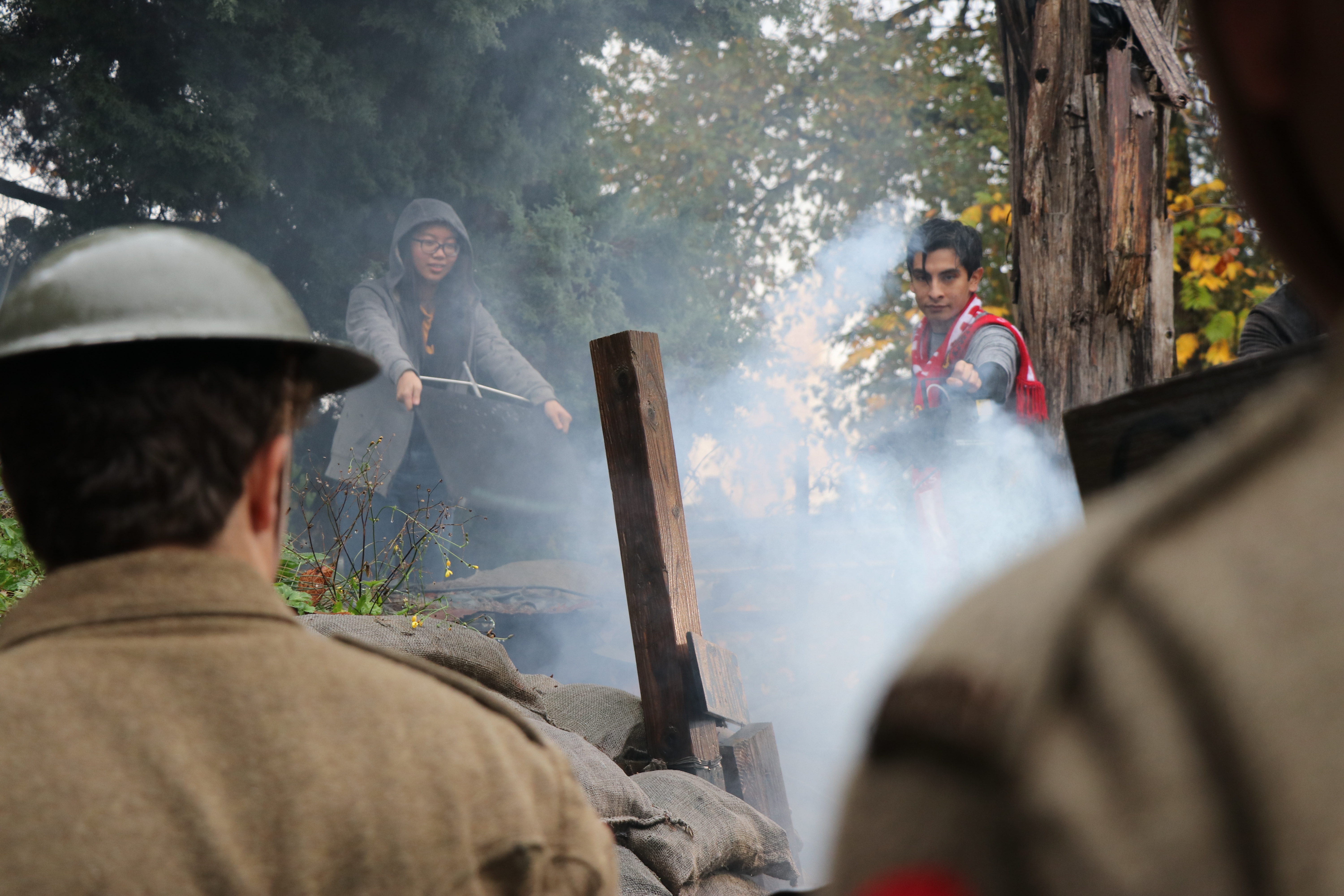 The students bring the action alive with smoke machines. (Tamara Baluja/CBC)