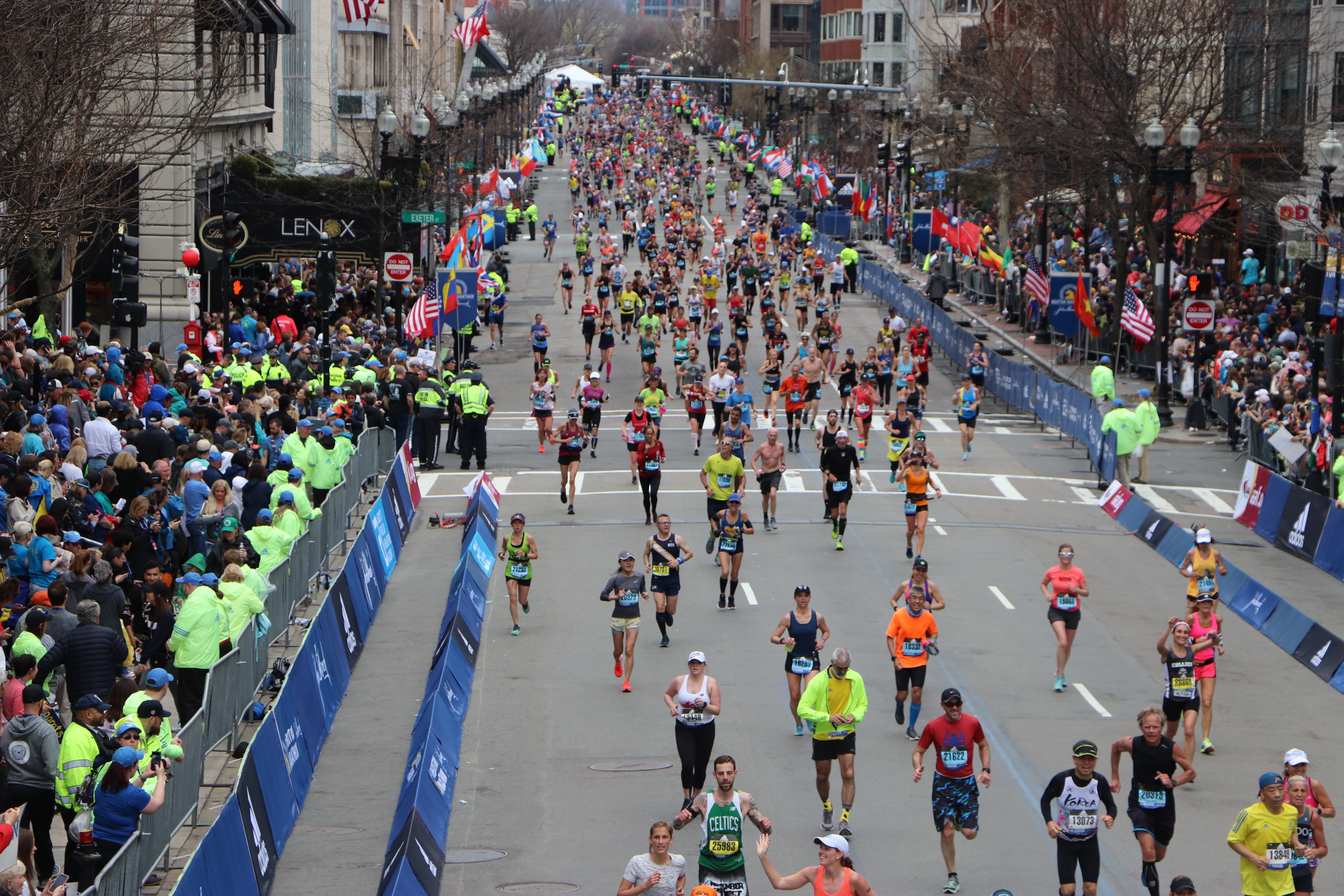 The finish line of the Boston Marathon on Boylston street, on April 15, 2019, in the city’s Back Bay neighbourhood. (Julia Page/CBC)