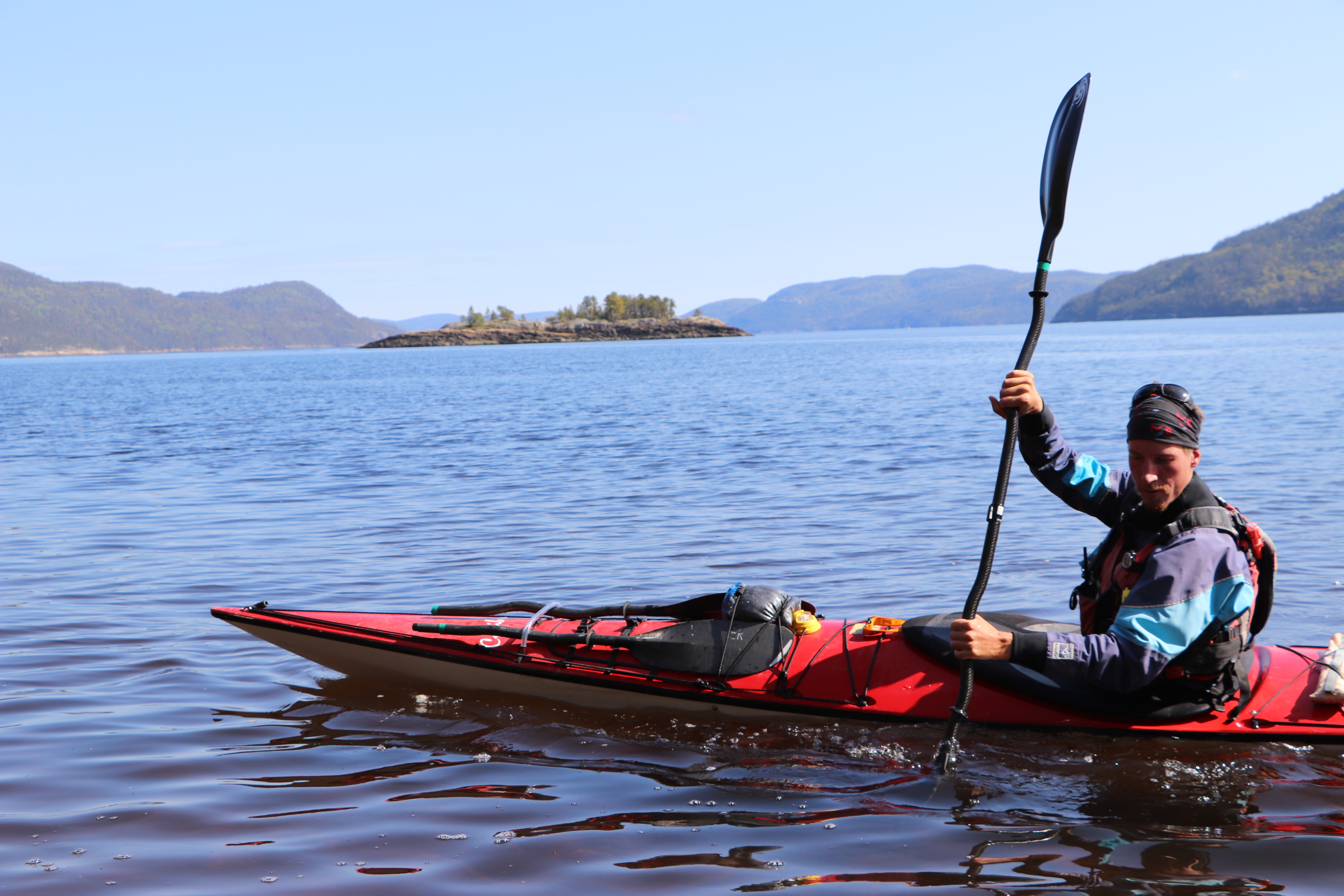 Mathieu Boulanger-Tessier, a kayak guide on the Saguenay Fjord for seven years, is concerned an increase in heavy marine traffic will drive tourists away.  