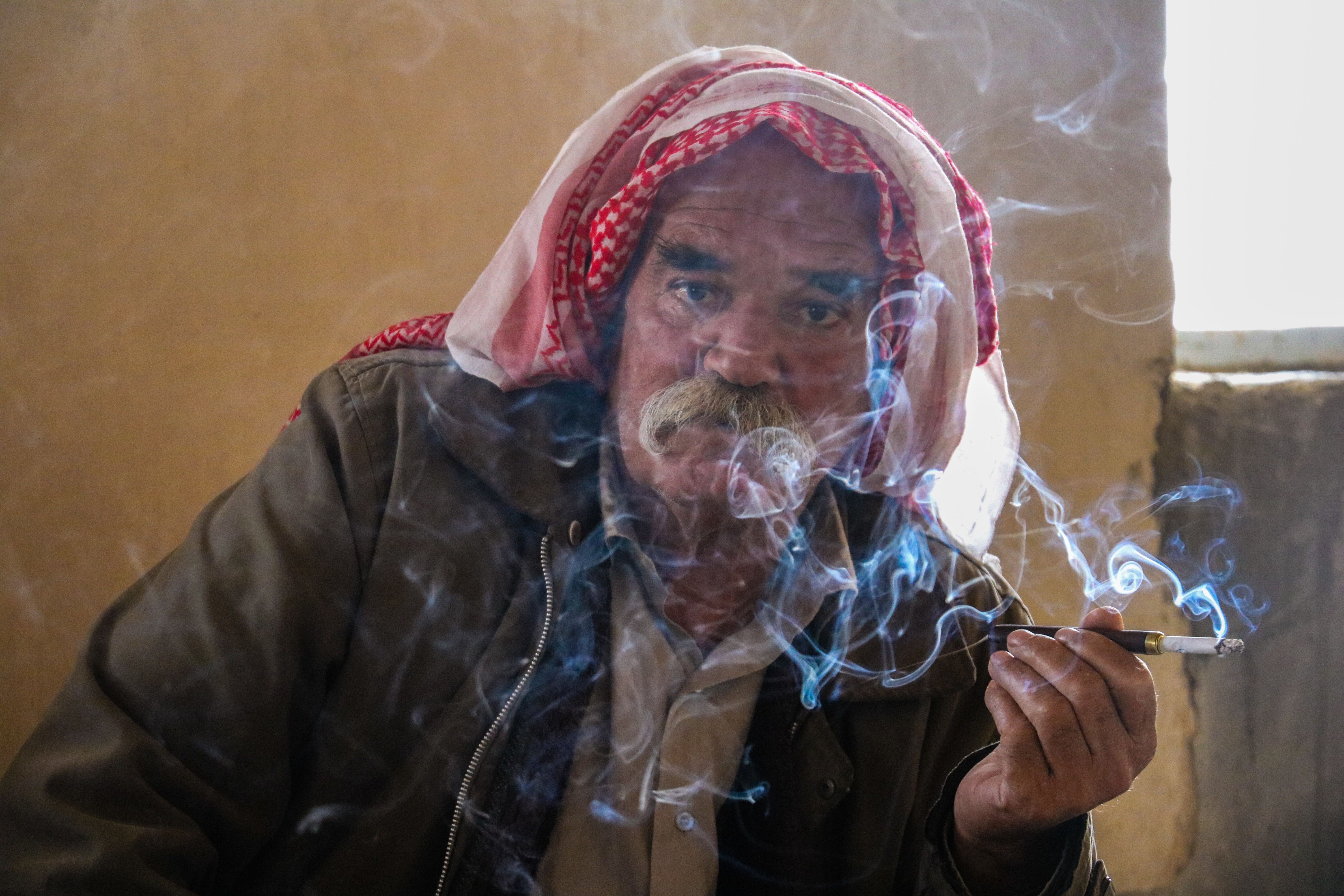 Yazidi man in Sinjar, Iraq. I met several men who led their communities on to Sinjar Mountain when ISIS invaded in  2014. I was astounded by the commitment of people to their families and their neighbours, often jeopardizing their own lives to ensure everyone stayed together. January 2018. (@Medair/Sue O’Connor)