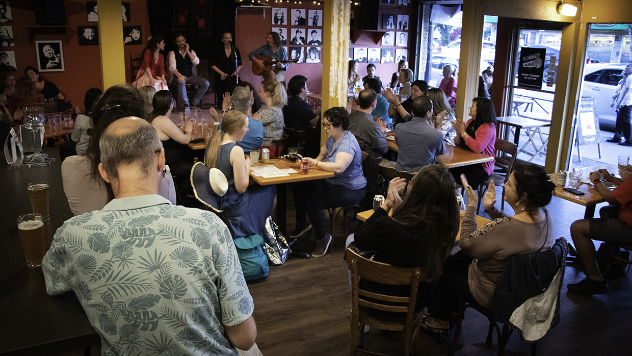 Friday and Saturday nights the Kino Cafe on Cambie Street is packed with people there to watch flamenco. (Maryse Zeidler/CBC)