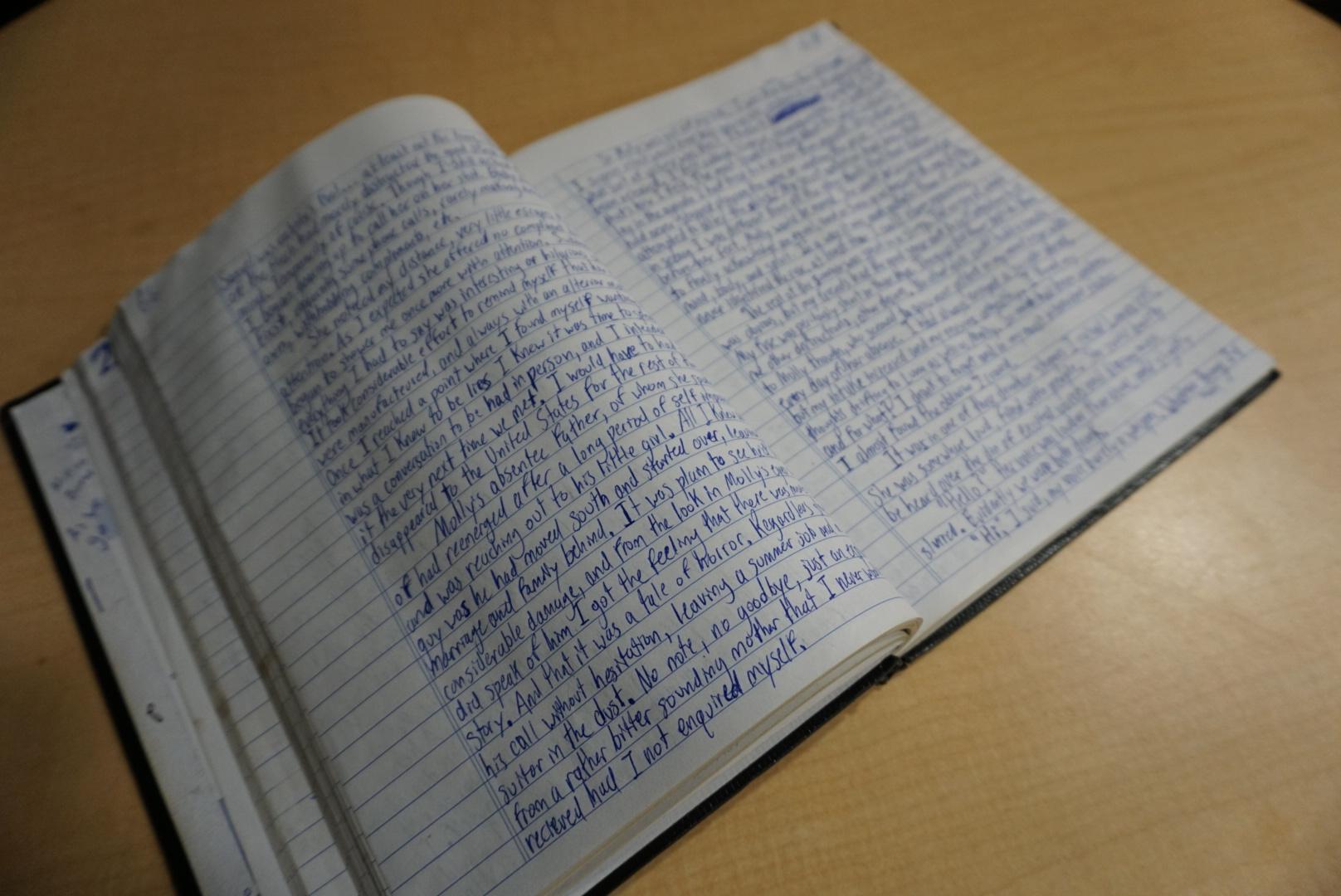 Stephen Miller poured his grief into one notebook after another. (Caroline Hillier/CBC)