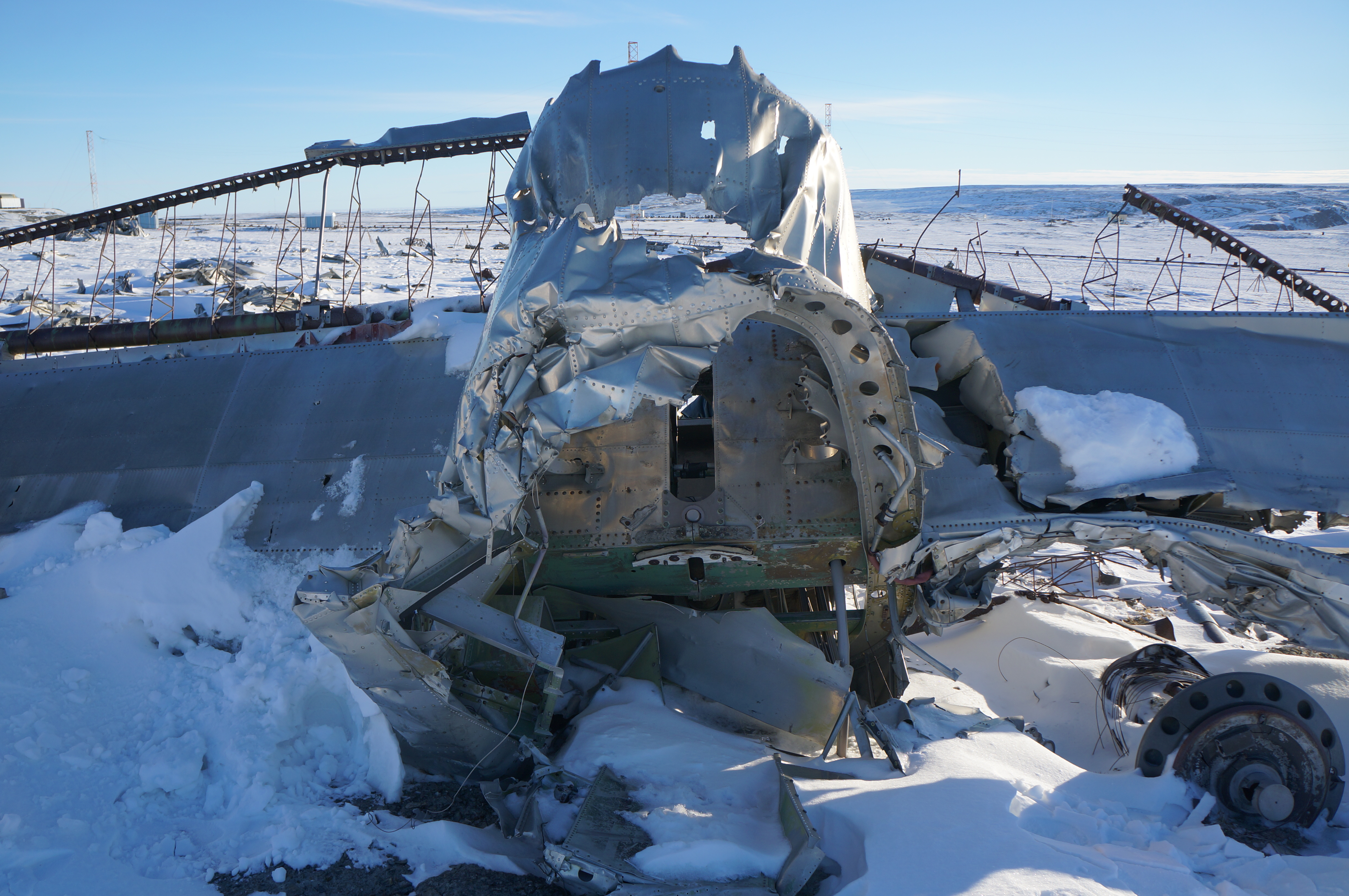 The wreckage from Lancaster 965 still sits near CFS Alert, nearly 70 years after the crash. (Submitted by Richard Mayne/RCAF)