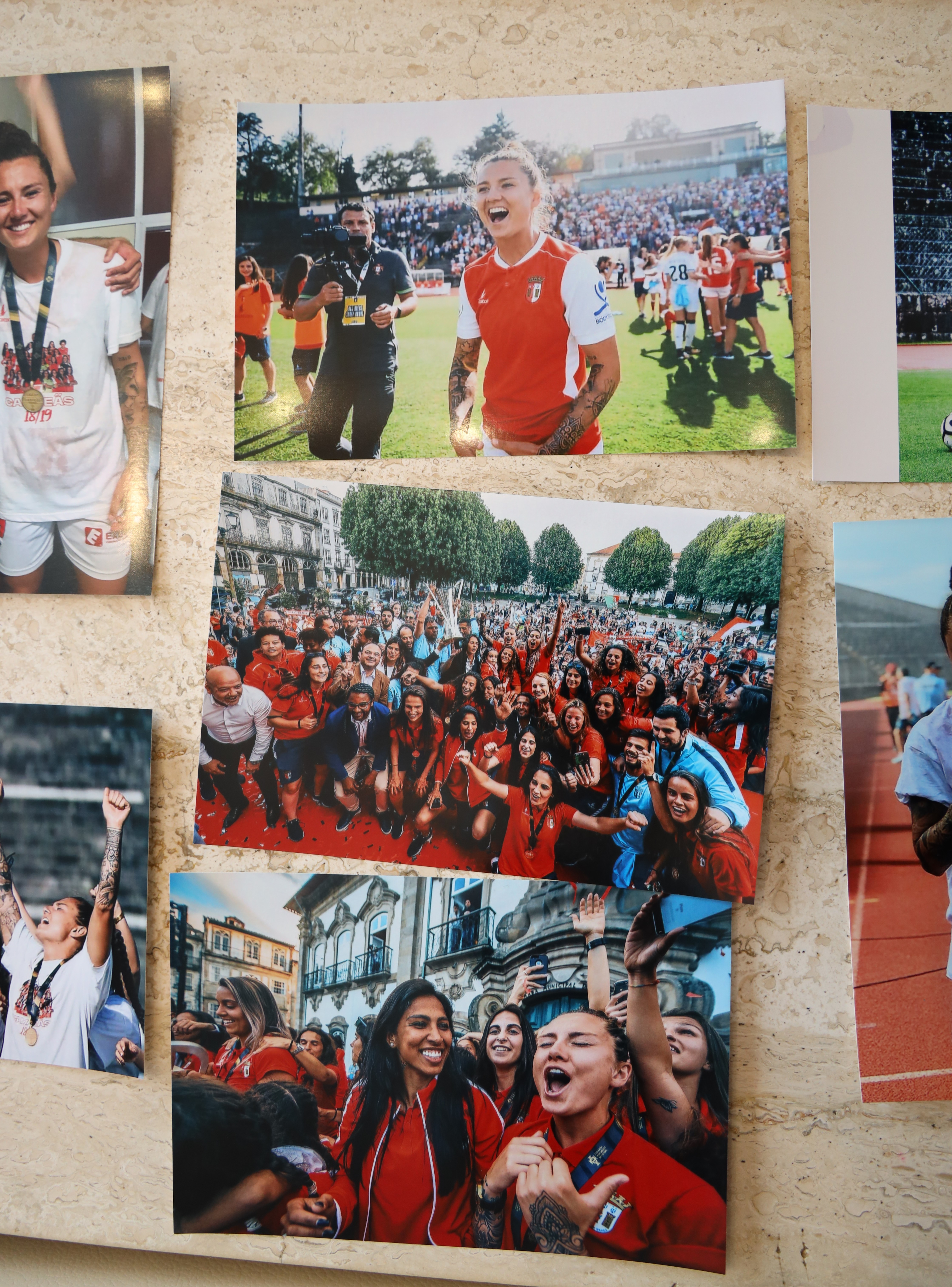 A collection of photos laid out by the Staub family showcases her championship win in Portugal. 