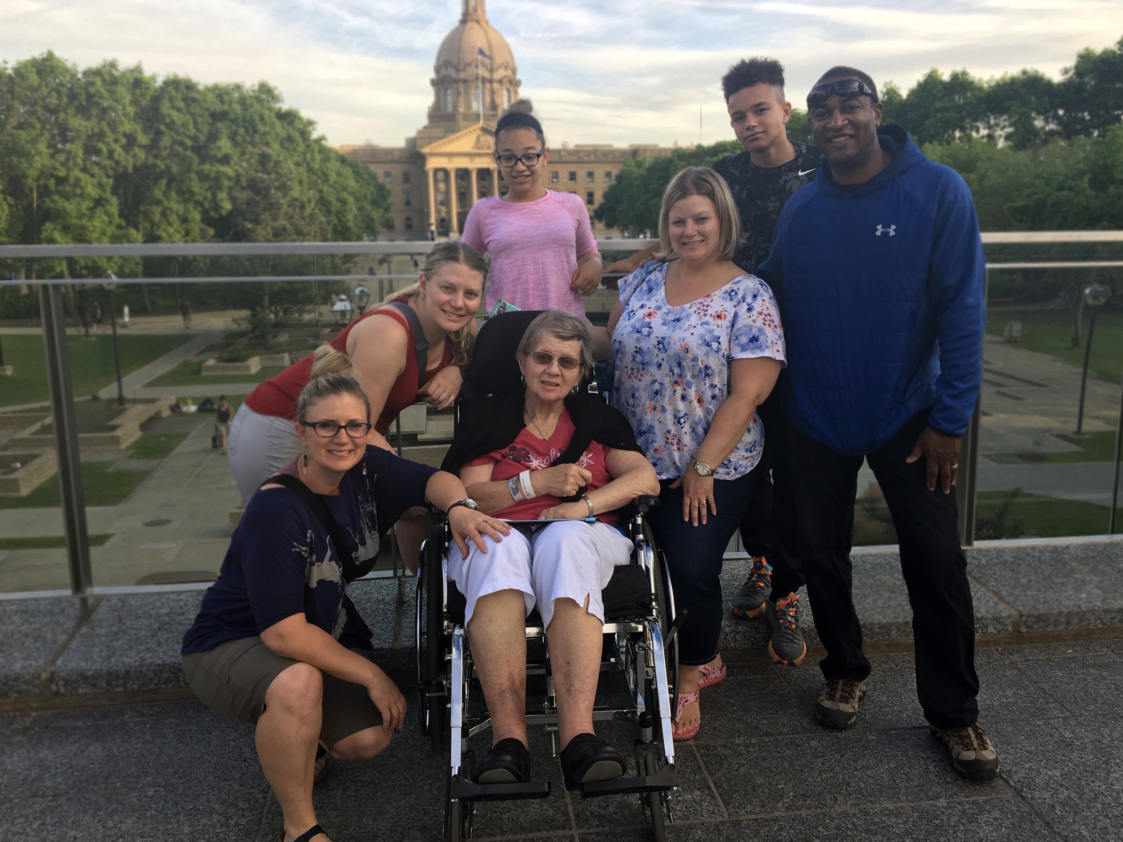 During her final weekend, Nowicki's family wheeled her to the Alberta Legislature. (Nowicki family)