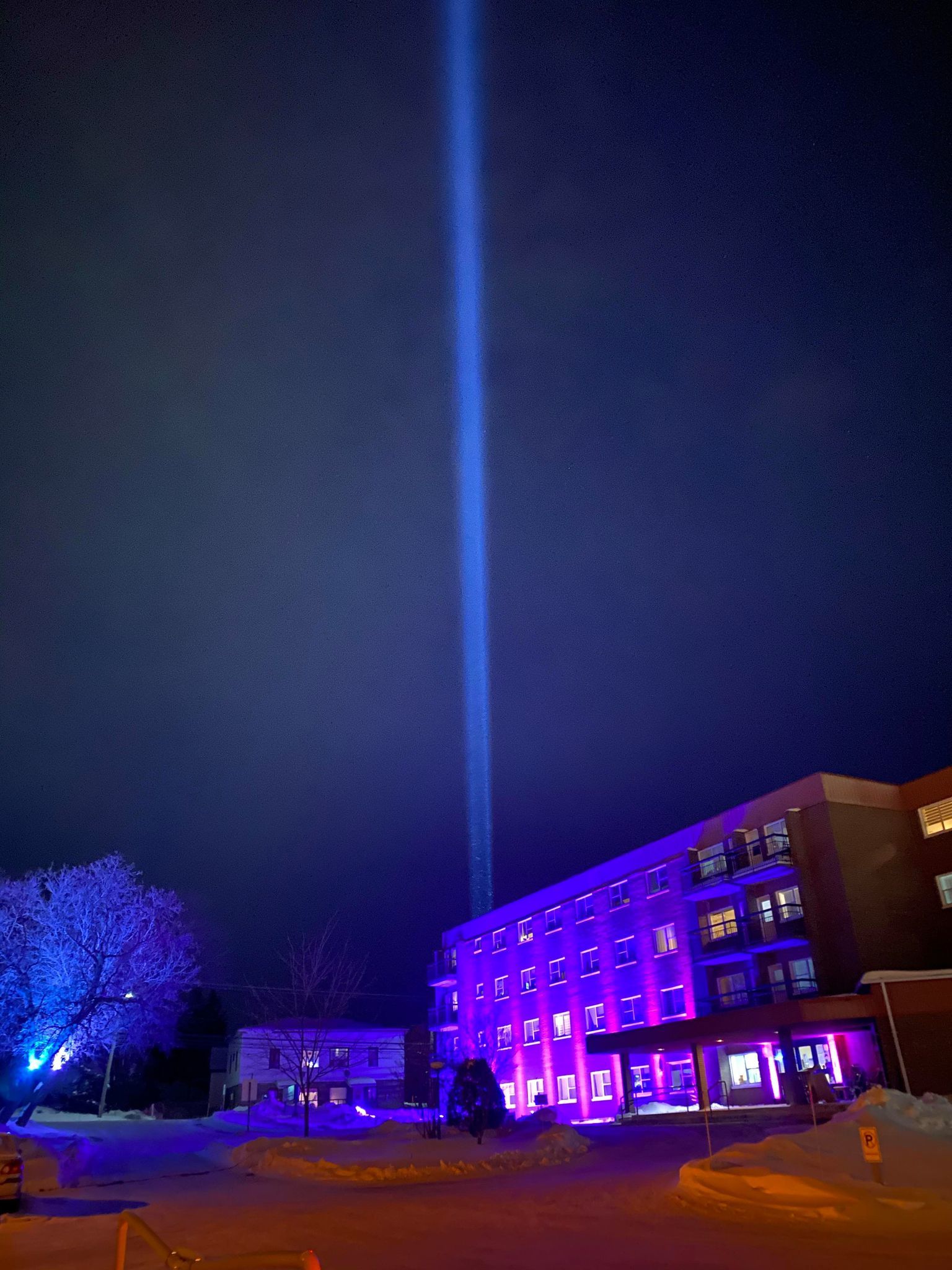 When Louis died, his grandson shot a large purple light toward the night sky to help him find his way home. (Submitted by Francine Landry))