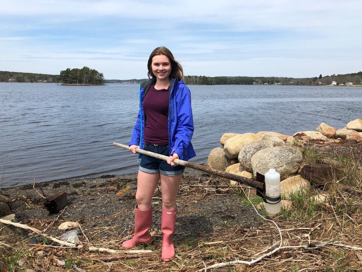 Stella Bowles at the shore of the LaHave River. (Emma Davie/CBC)