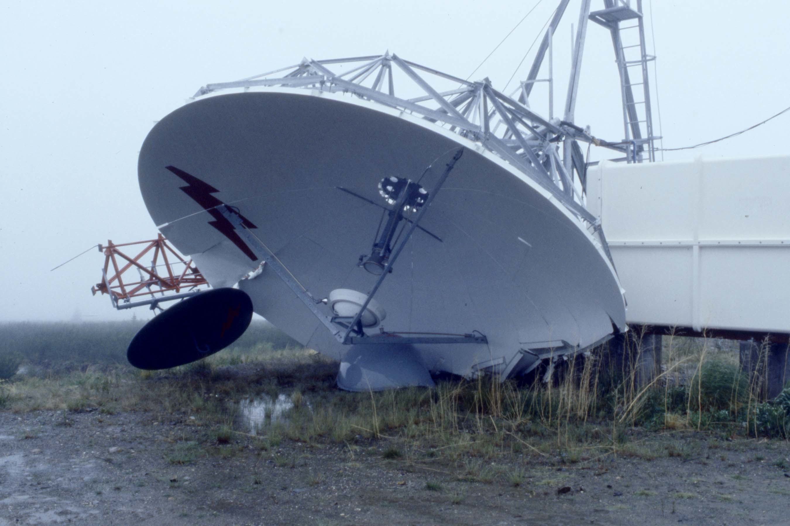 The full force of the tower came down on top of the satellite dish. (Tim Kinvig)