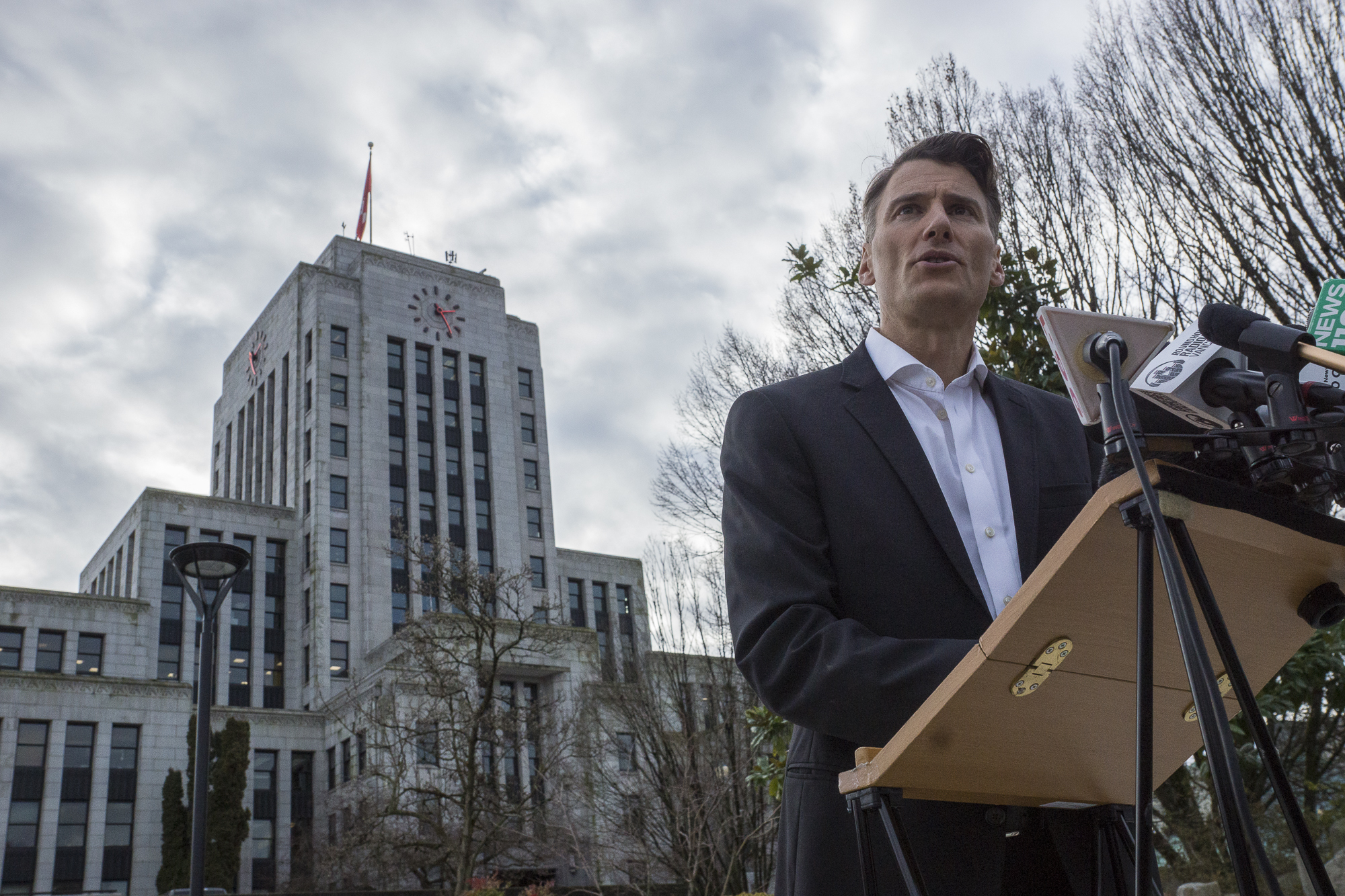 Mayor Gregor Roberston announces on Jan. 8, he won't seek re-election. (Tina Lovgreen/CBC)