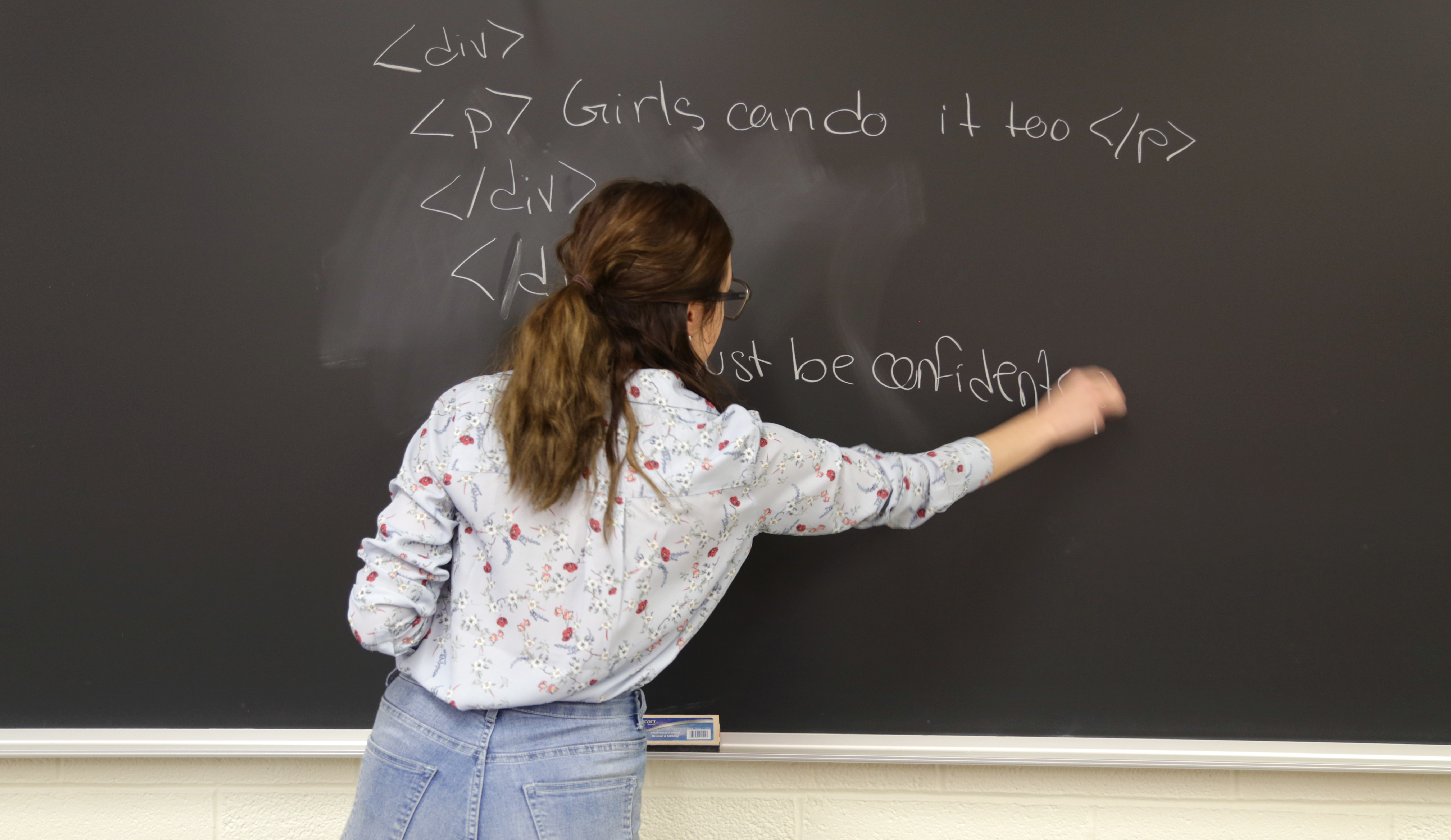 Doherty has taught coding classes, hoping to inspire more young girls to get into software engineering. Many parents she meets think the classes will be too difficult for their daughters but don't hesitate to sign up their sons, she says. (Maria Jose Burgos/CBC)