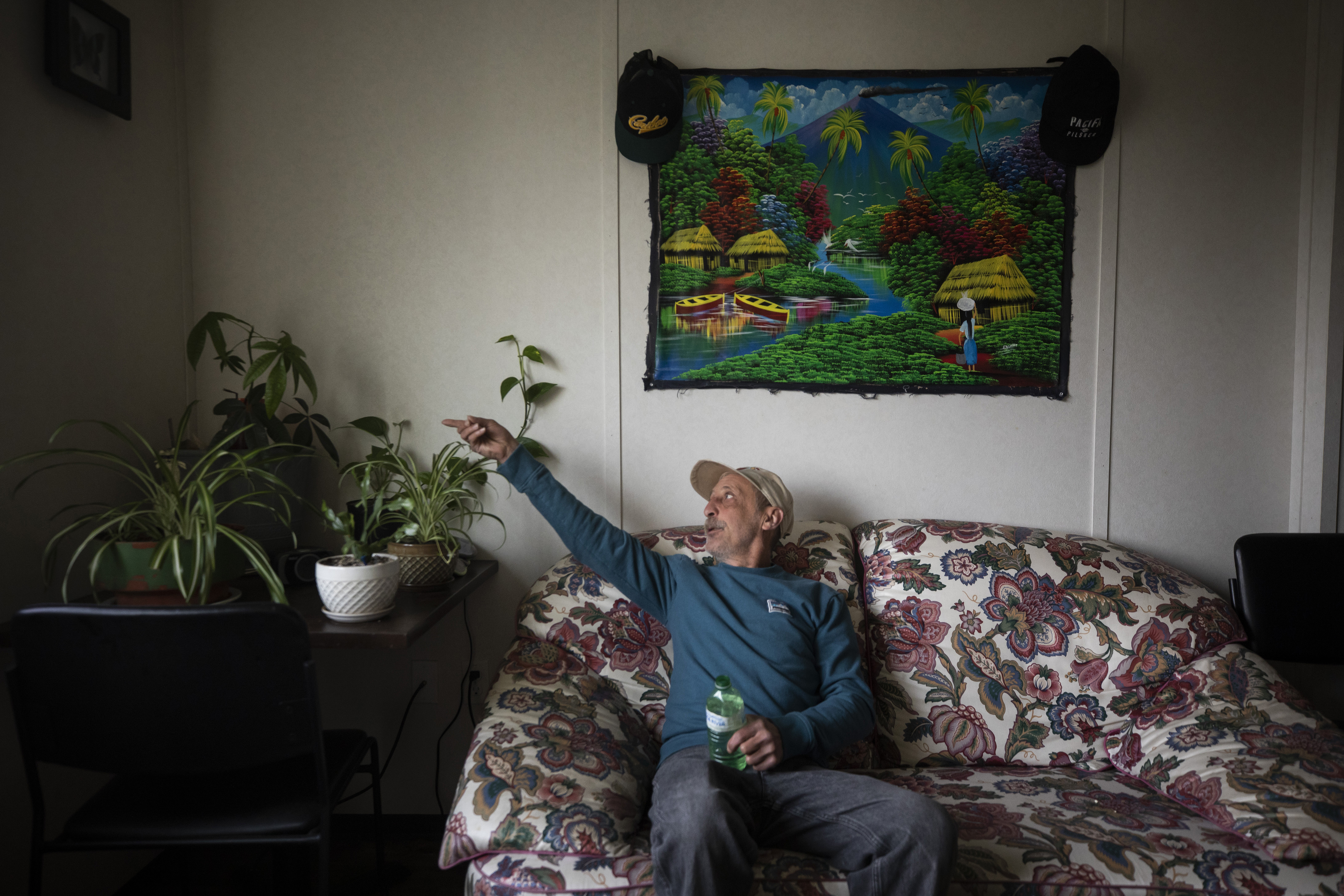 Charlie Smyth's plant collection has grown since he first moved into his temporary modular unit in 2018. (Ben Nelms/CBC)