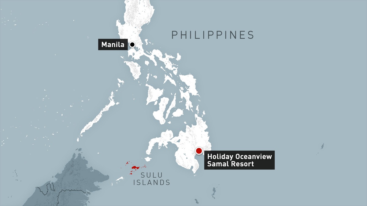 Hall and Ridsdel were taken from the Holiday Ocean View Samal Resort to the Jolo area of the Sulu Islands in the Philippines. (CBC)